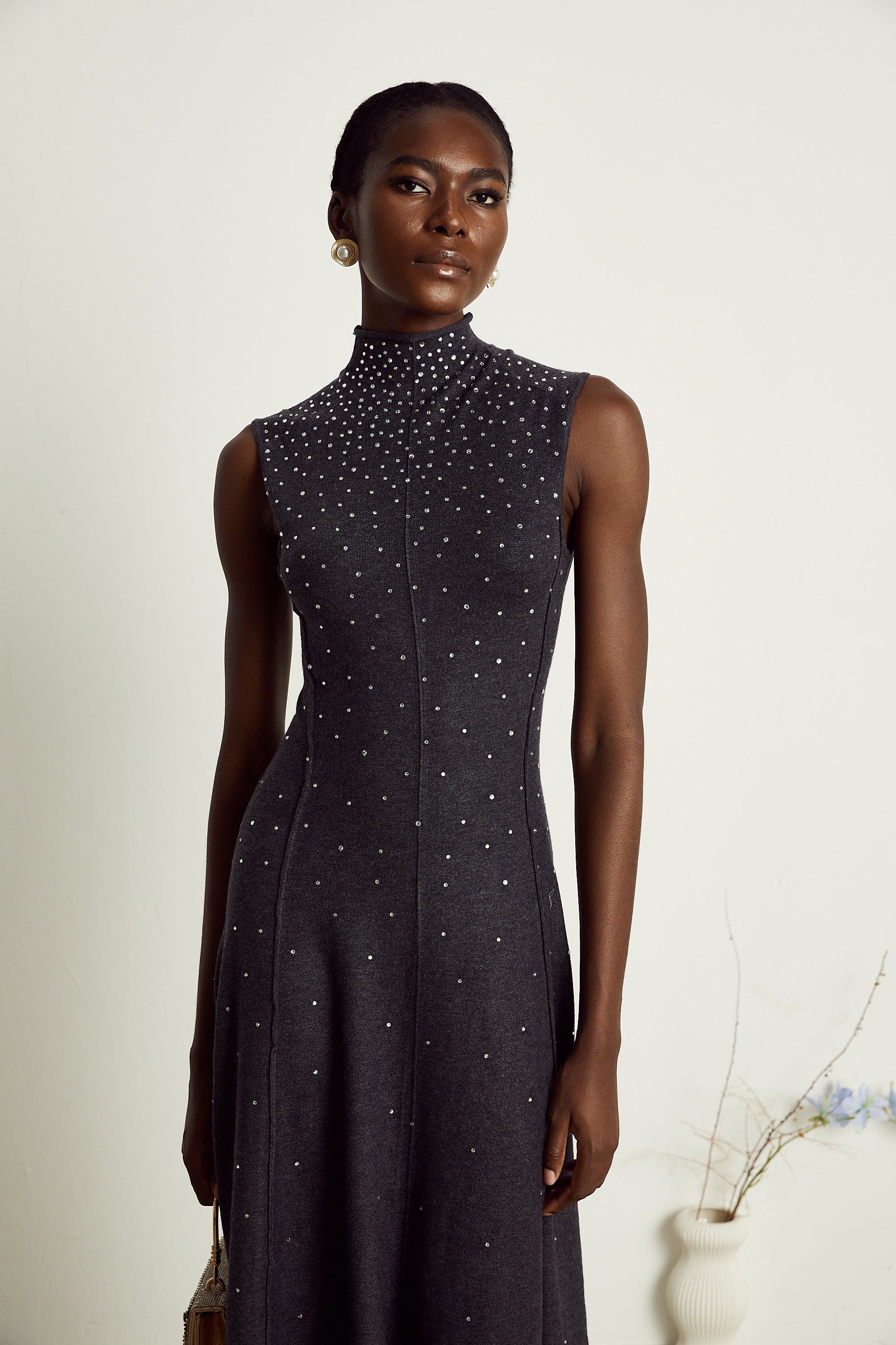 Véronique rhinestone-embellished midi dress