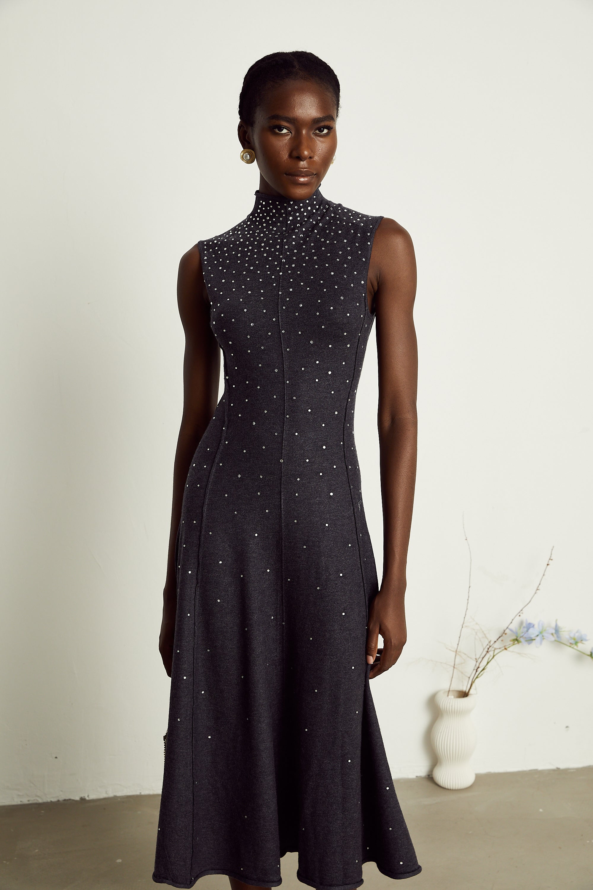 Véronique rhinestone-embellished midi dress