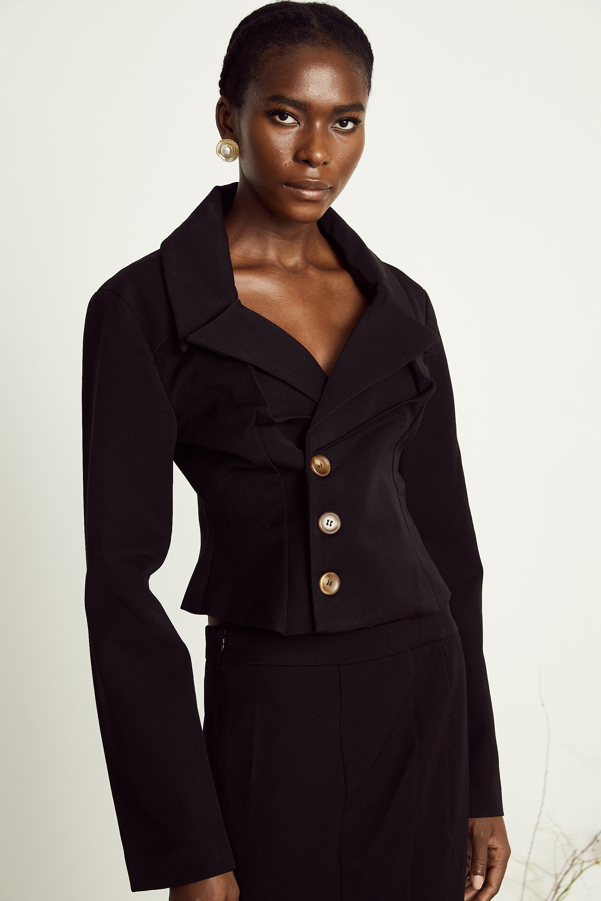 Cyrielle black jacket & skirt matching set