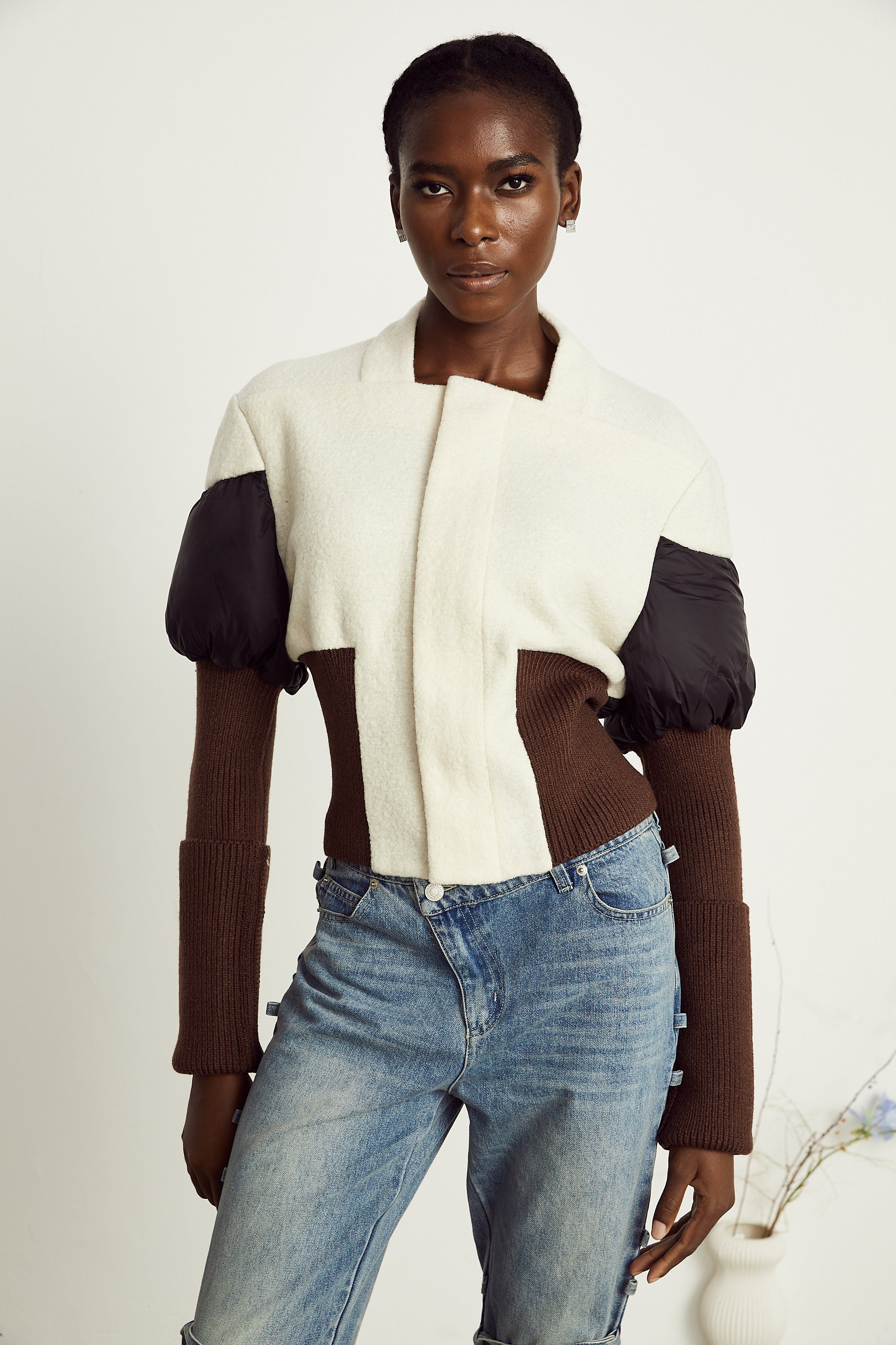 Ghislaine cropped panelled jacket