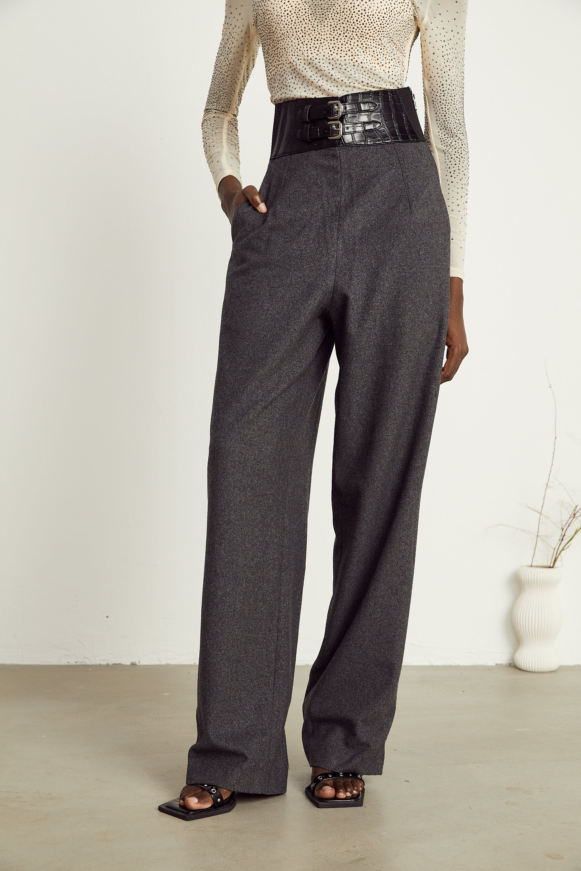 Colette double-buckle trousers