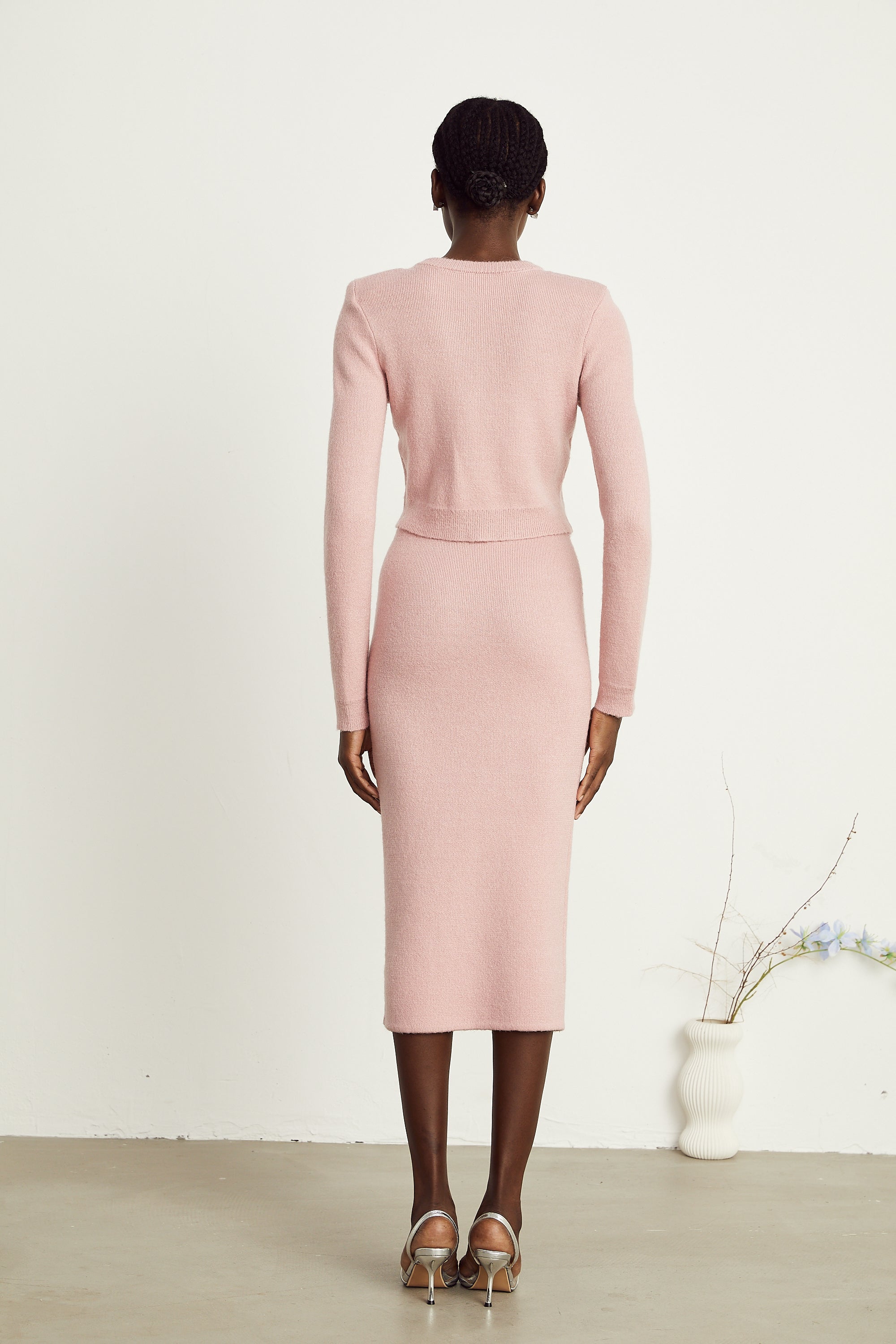 Renée pink embellished jacket & skirt matching set