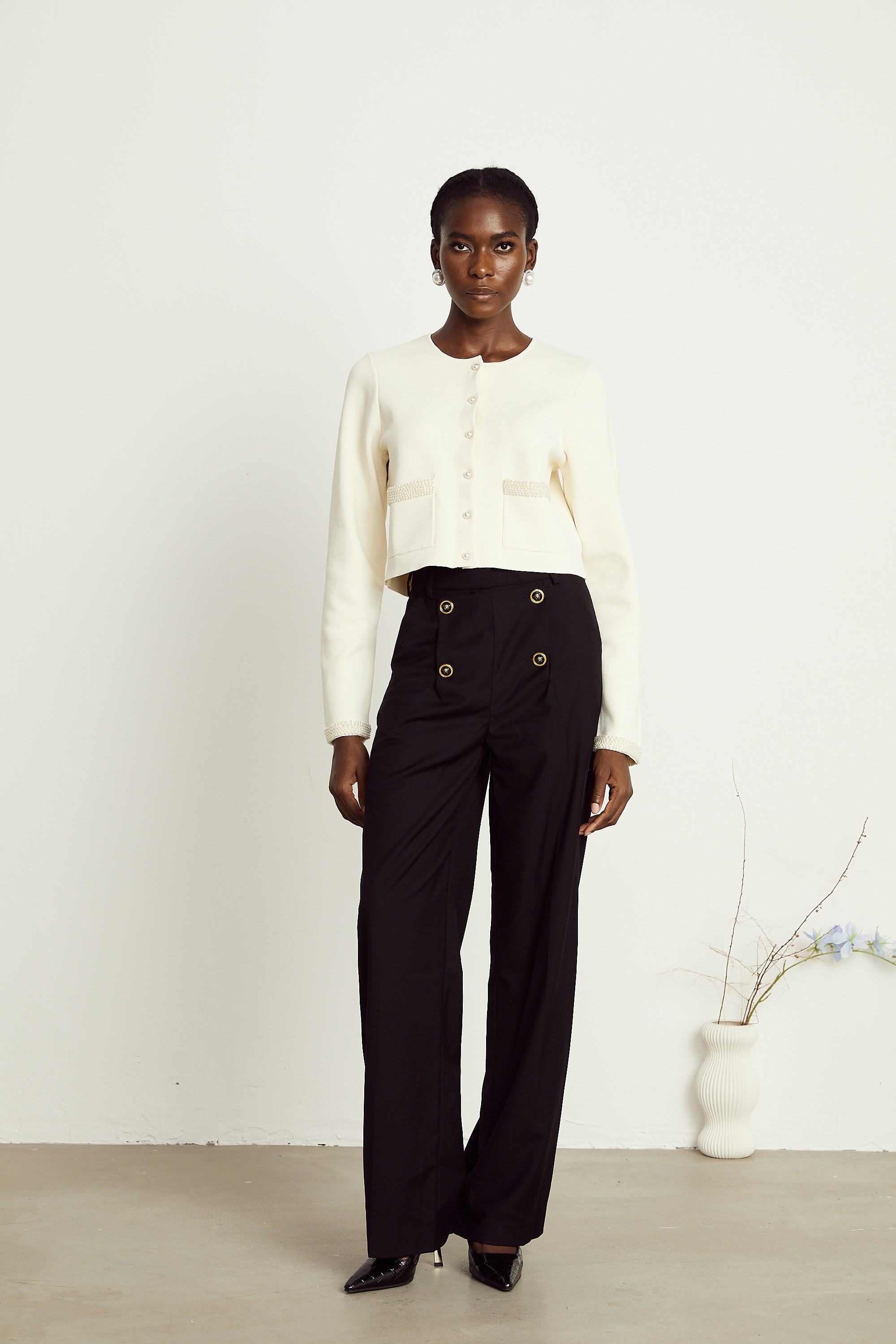 Calixte high-waist wide-leg trousers