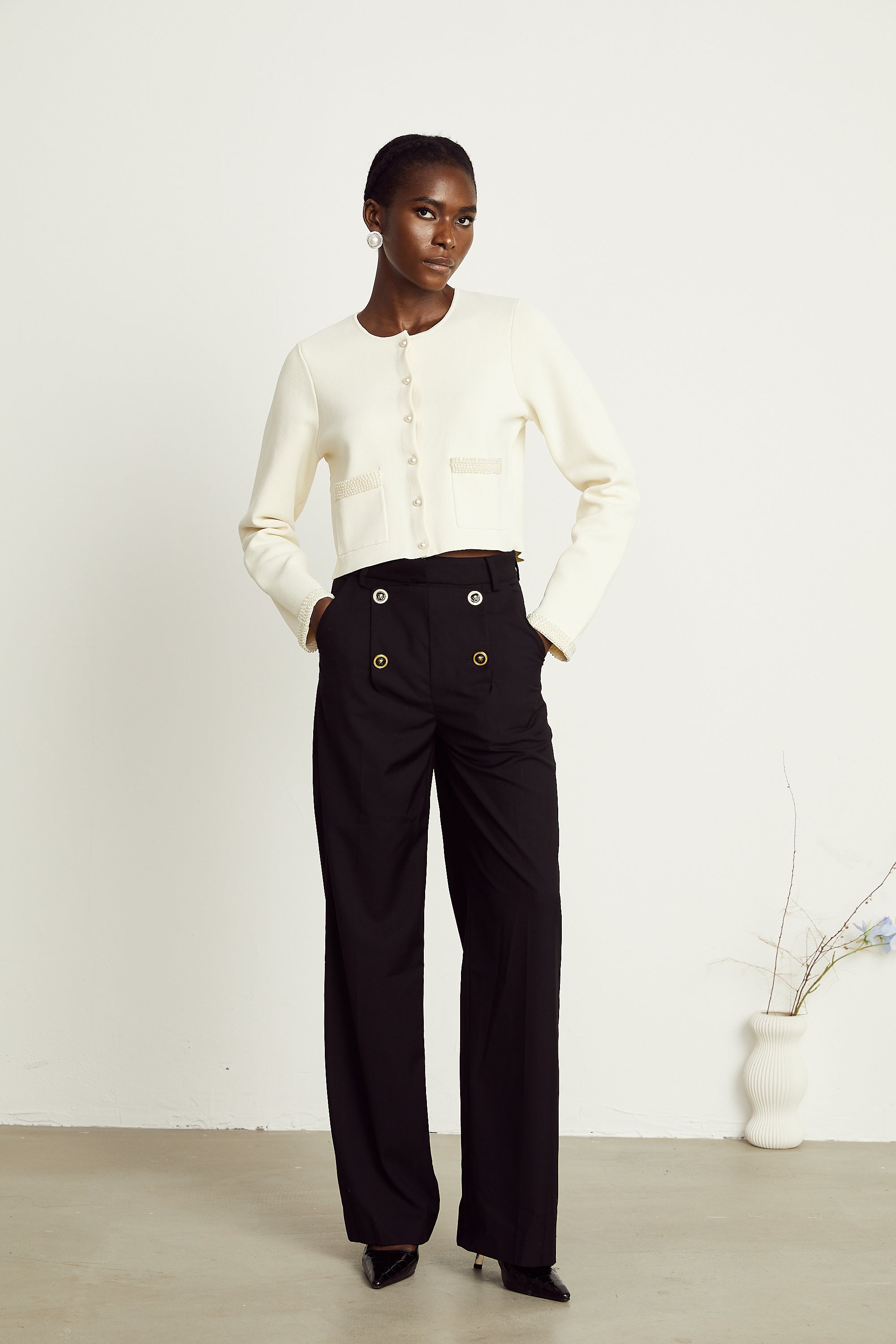 Calixte high-waist wide-leg trousers