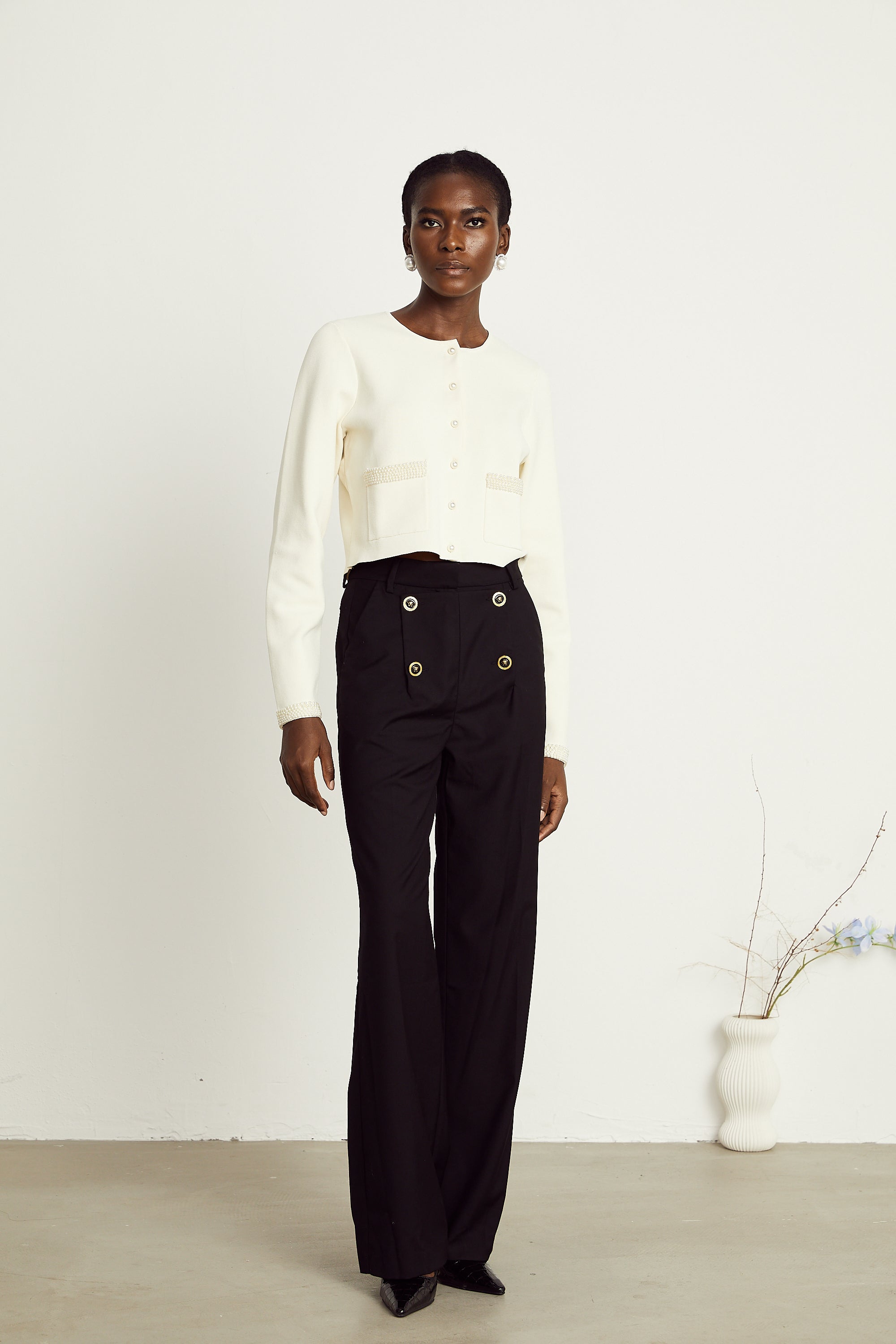 Calixte high-waist wide-leg trousers