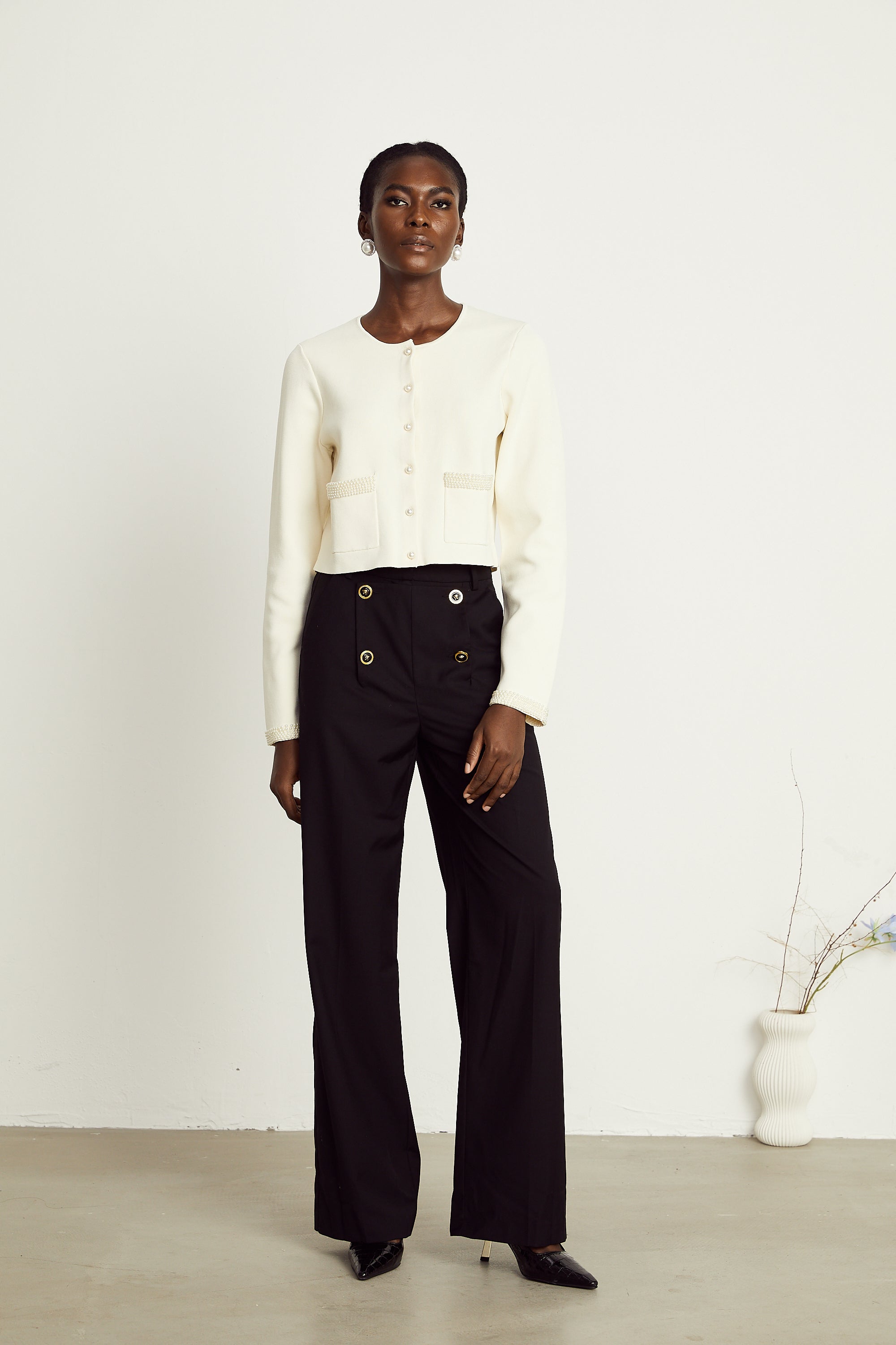 Calixte high-waist wide-leg trousers