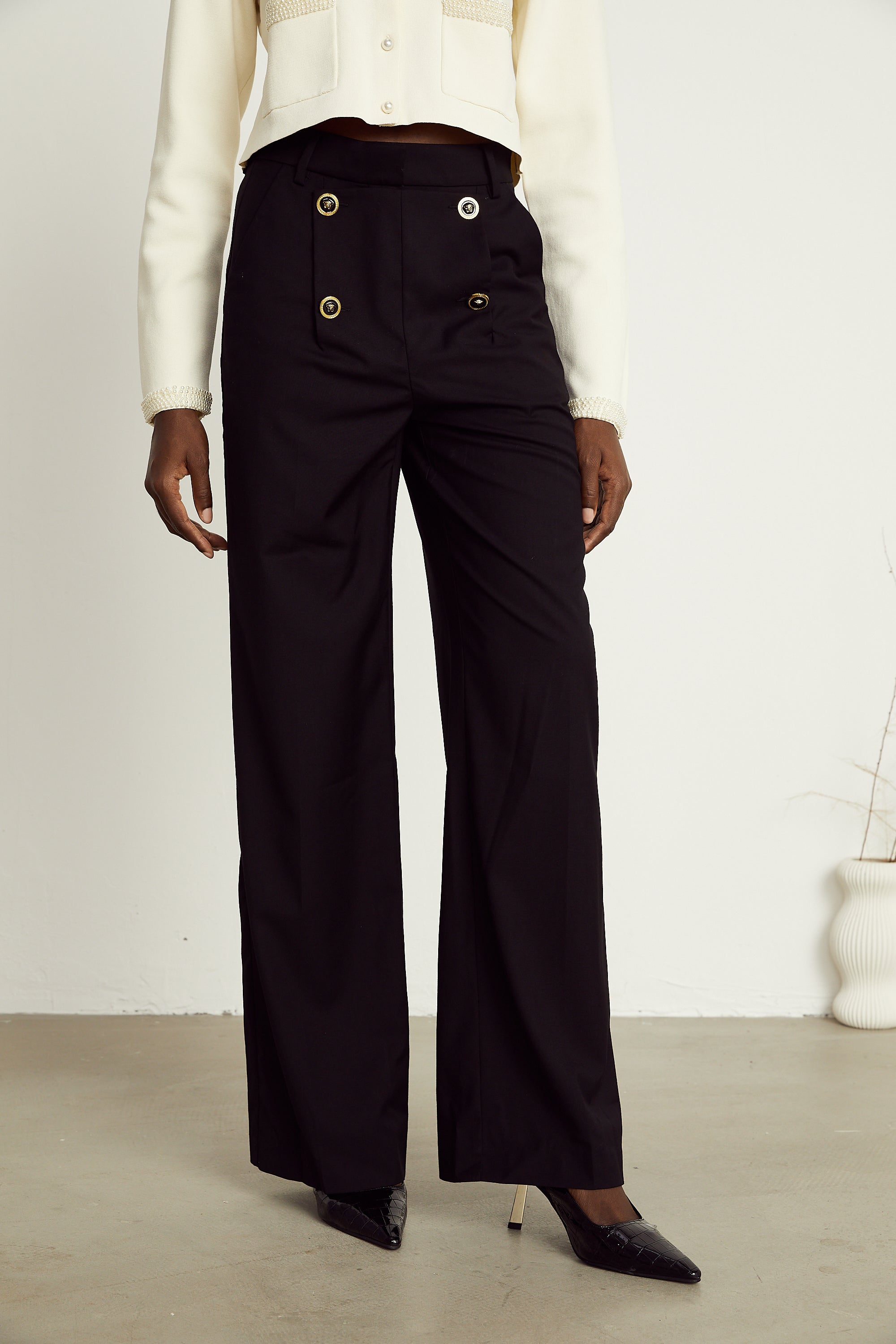 Calixte high-waist wide-leg trousers