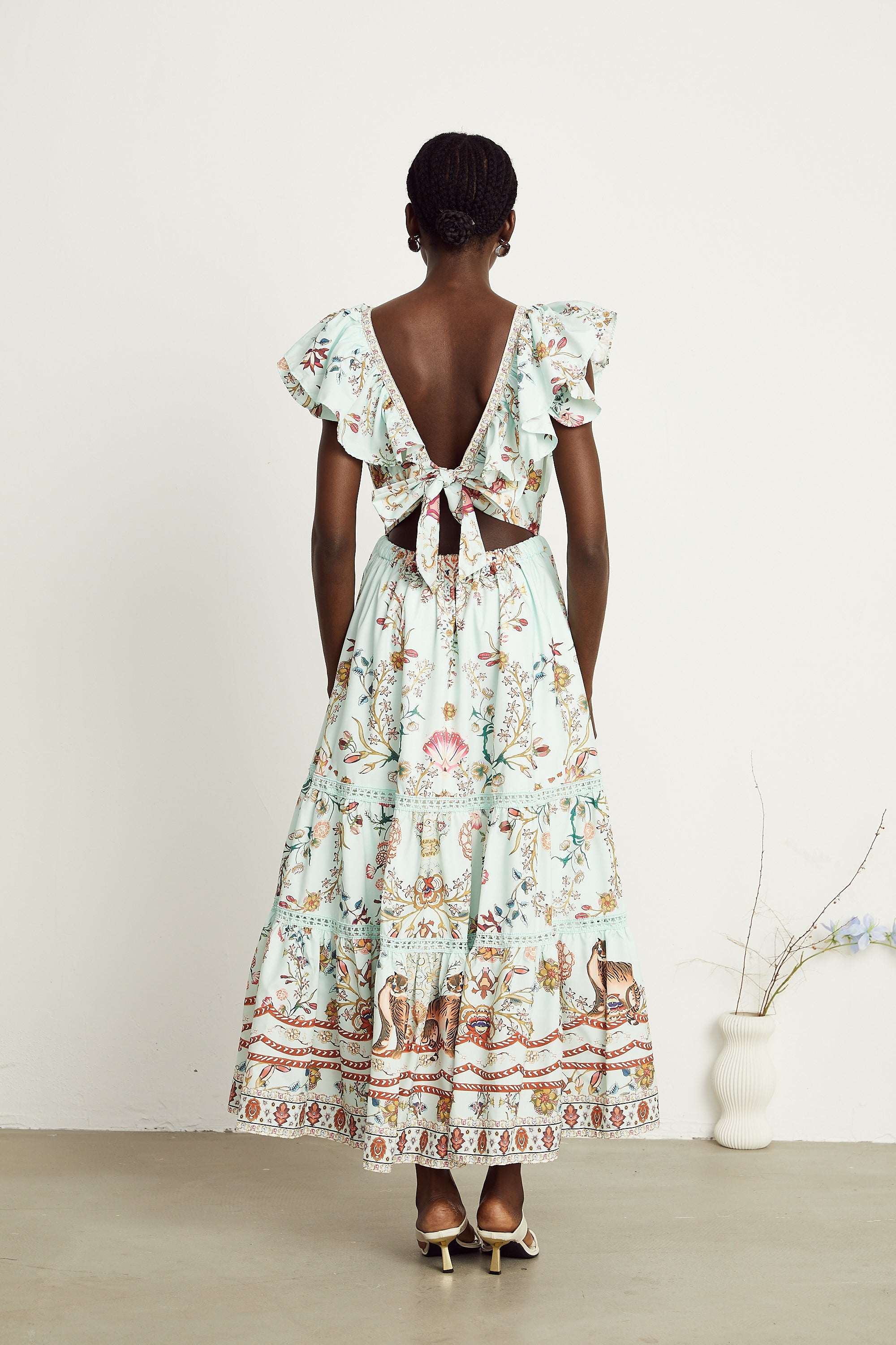 Margot ruffle floral-print sleeveless maxi dress