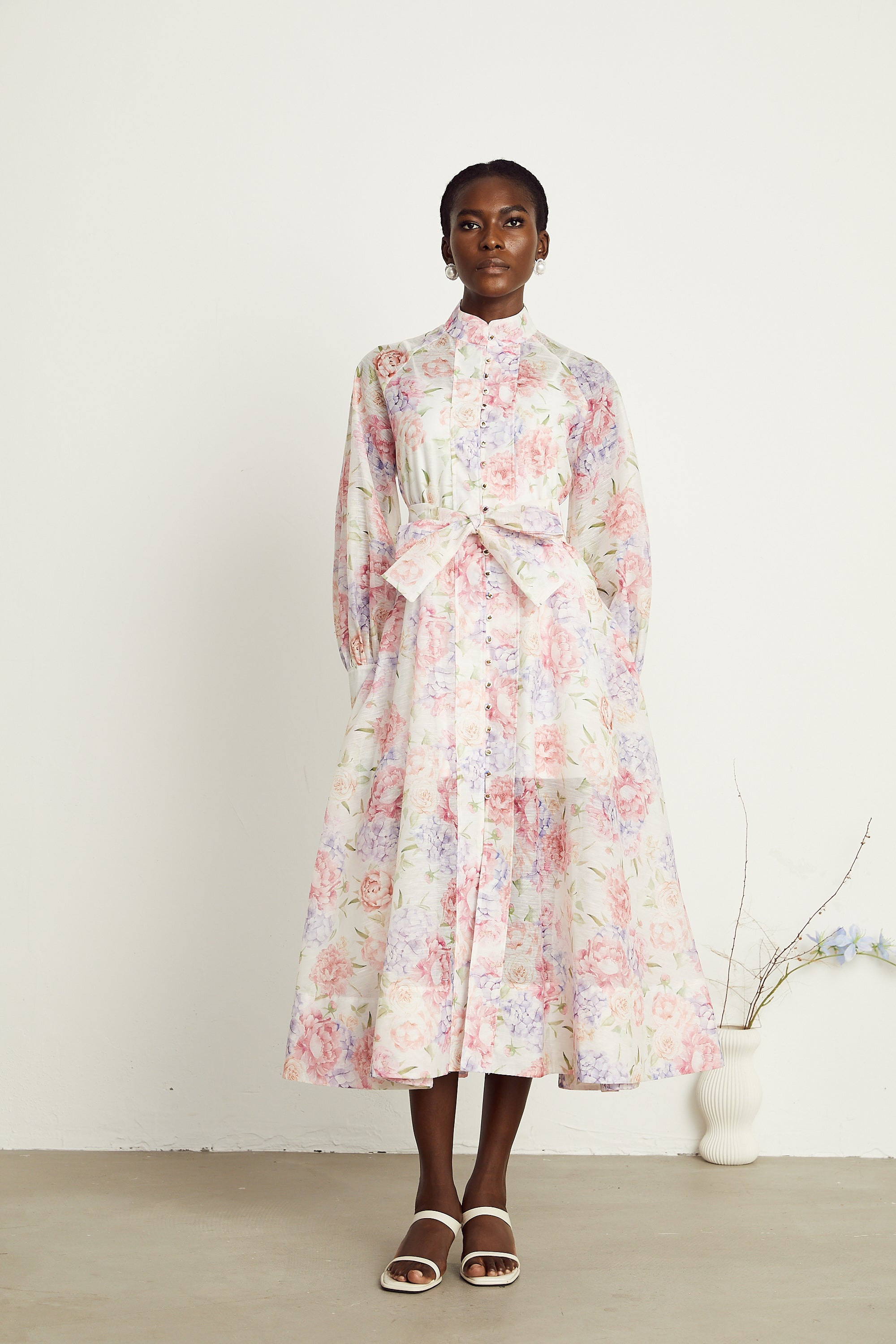 Éliane floral-print flared midi dress