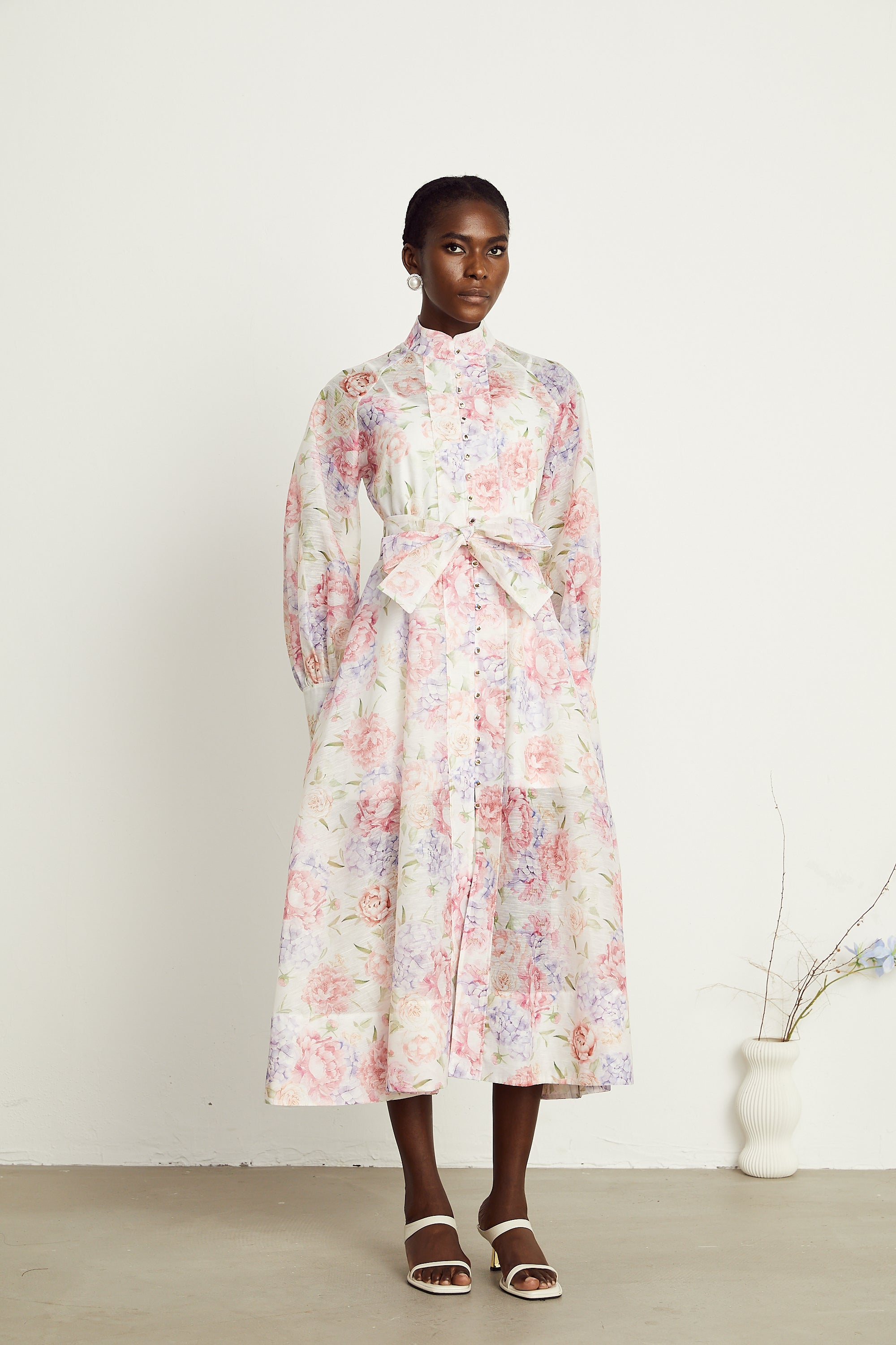 Éliane floral-print flared midi dress