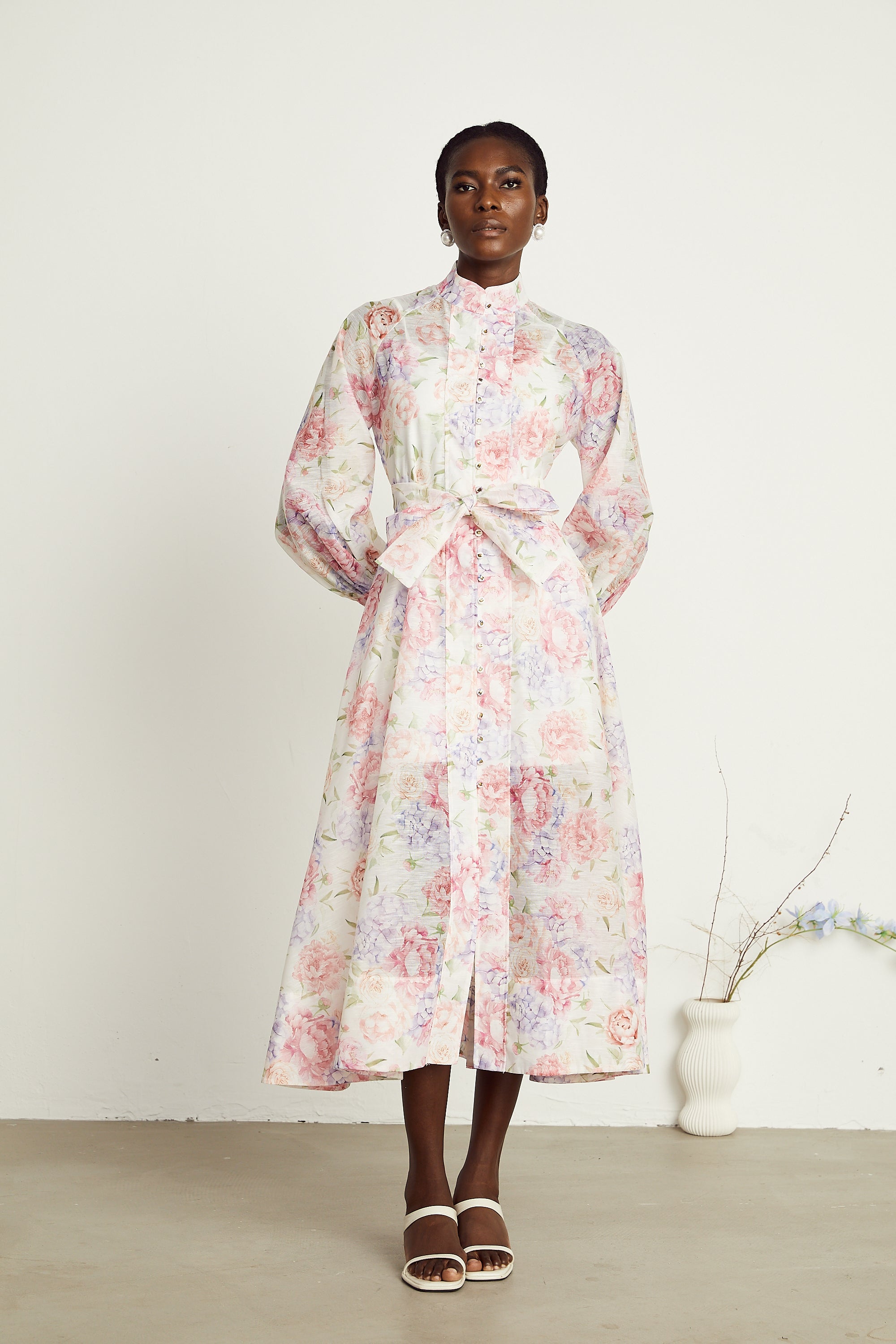 Éliane floral-print flared midi dress