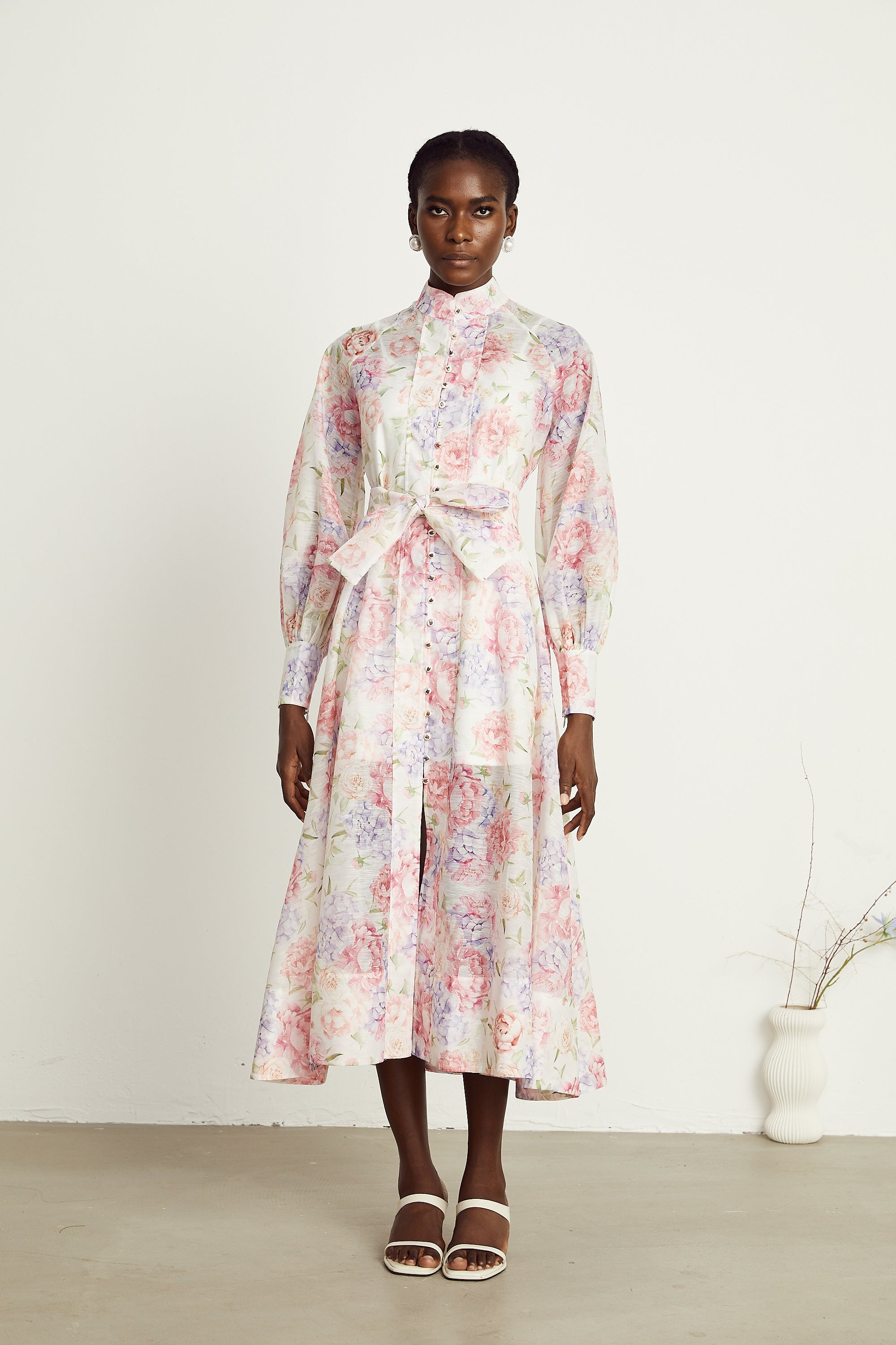 Éliane floral-print flared midi dress