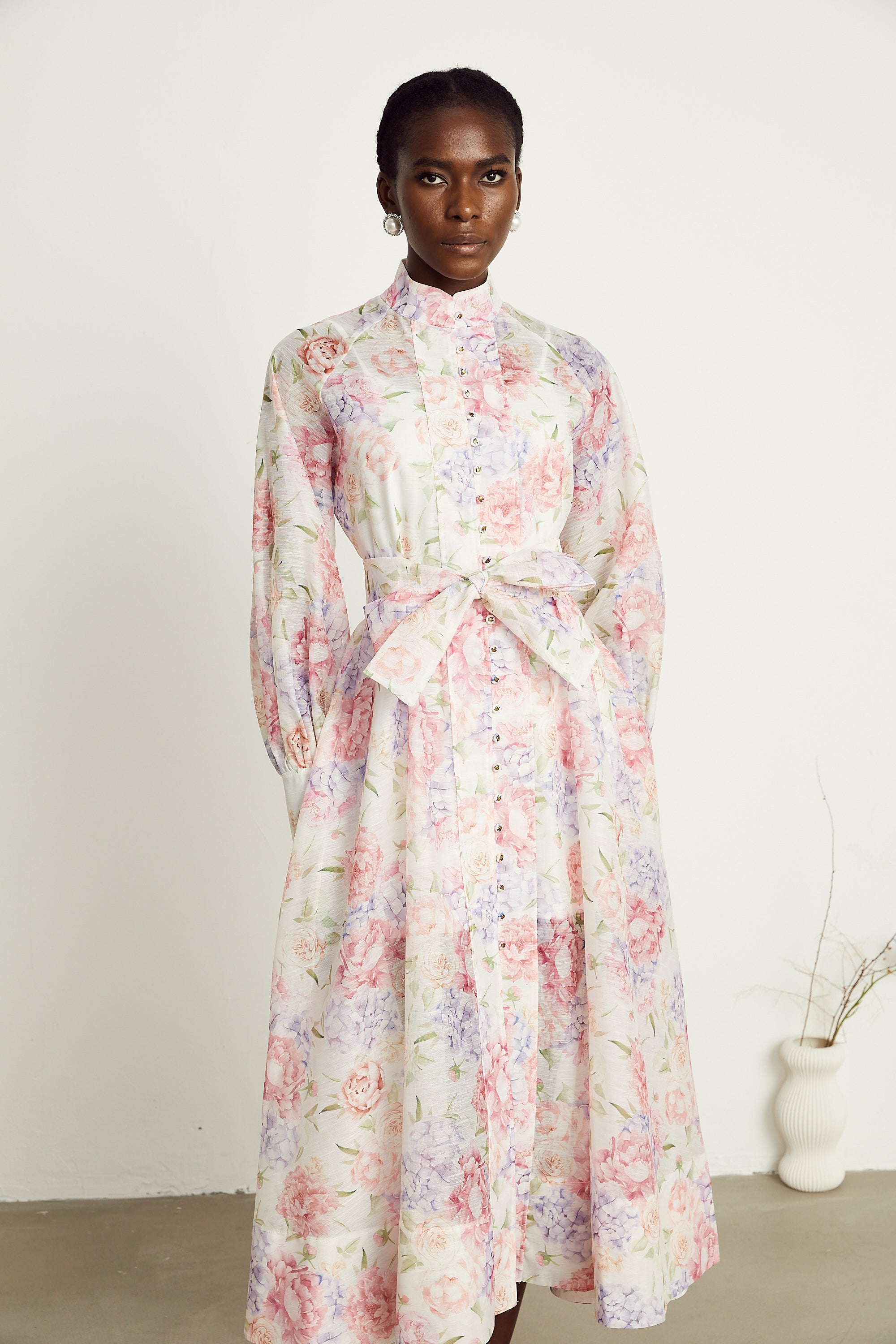 Éliane floral-print flared midi dress