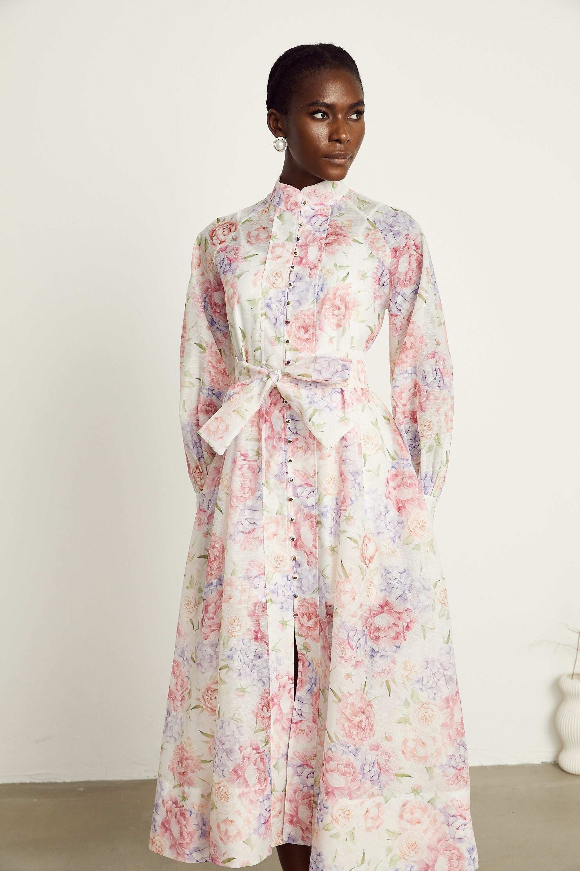 Éliane floral-print flared midi dress