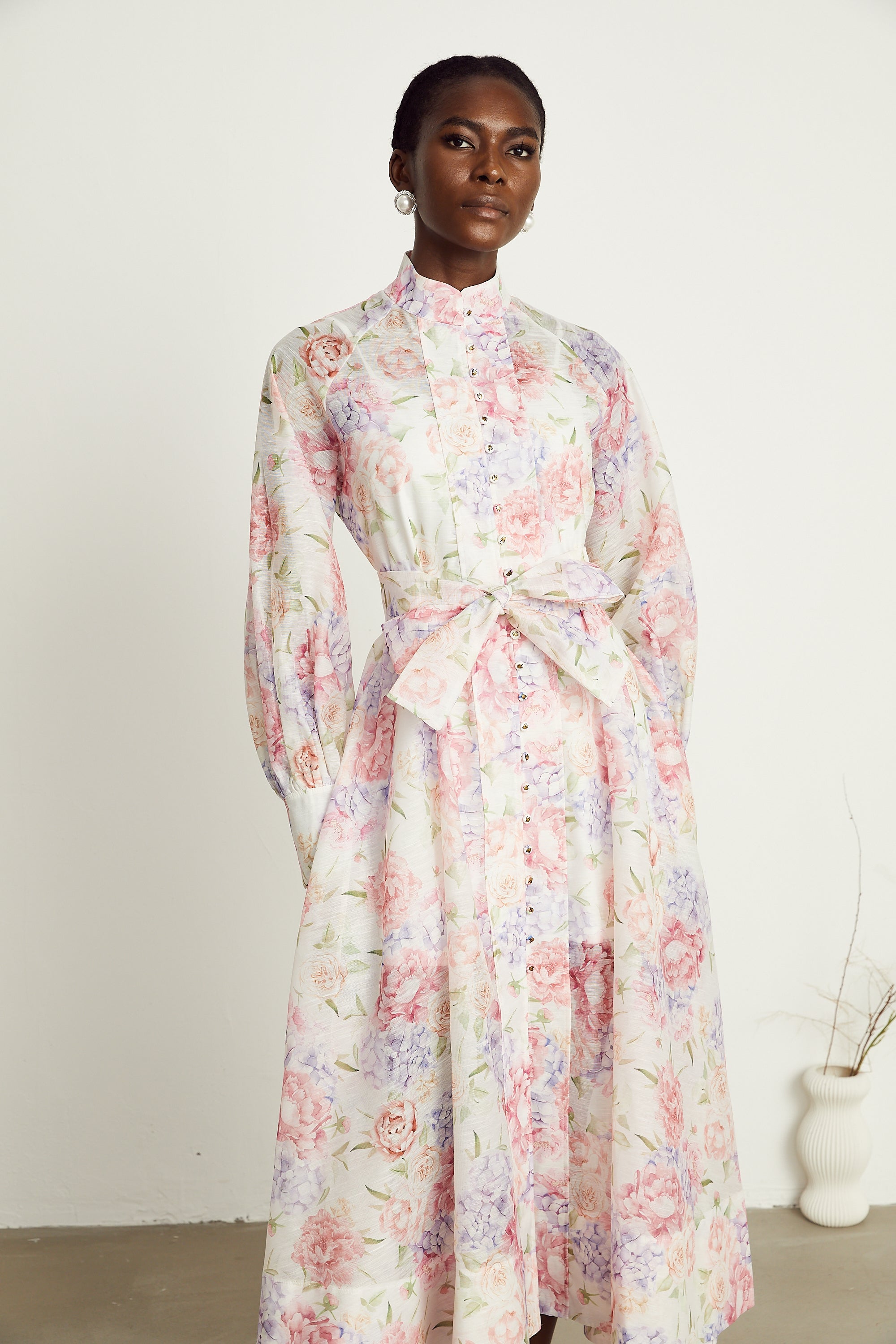 Éliane floral-print flared midi dress