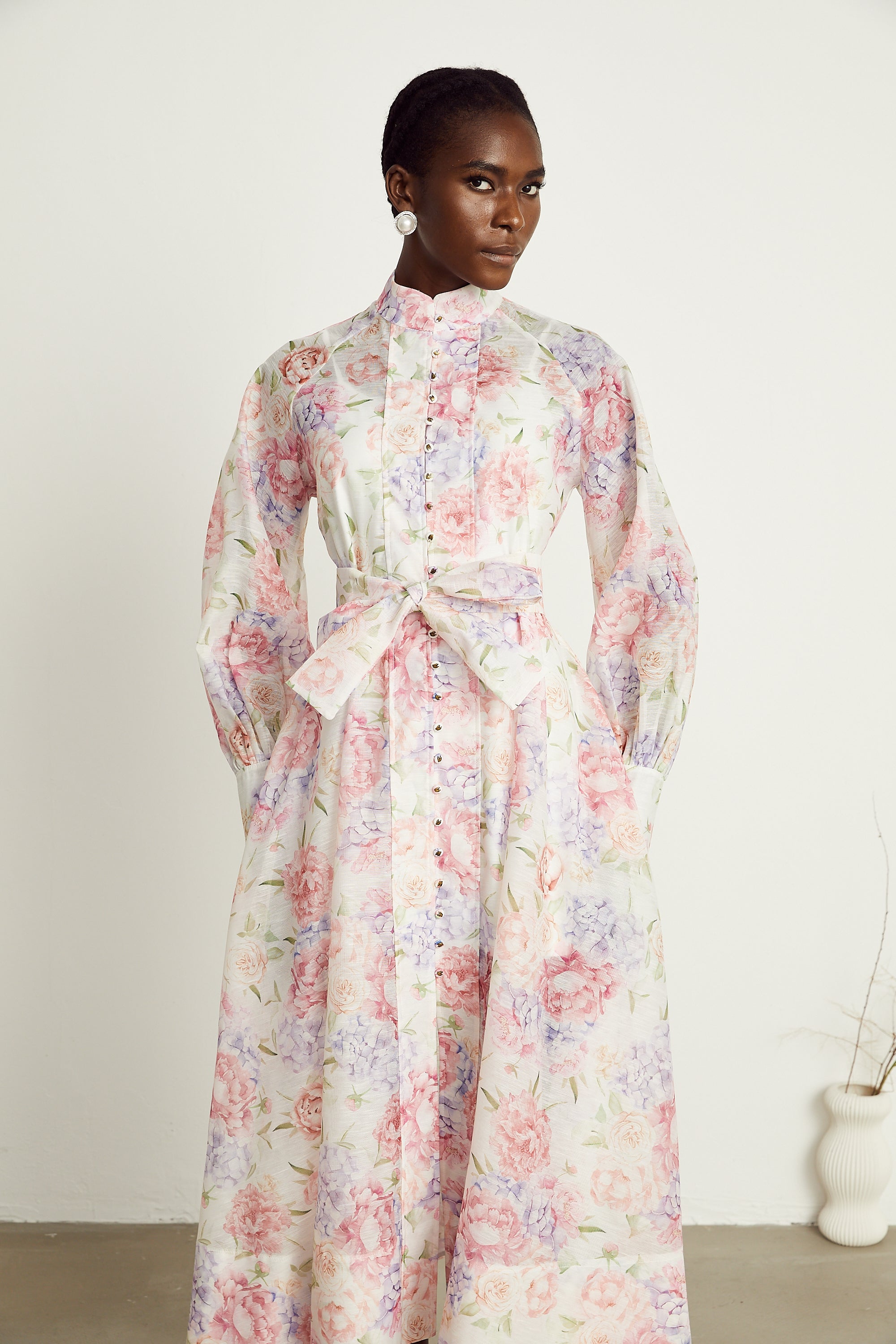 Éliane floral-print flared midi dress