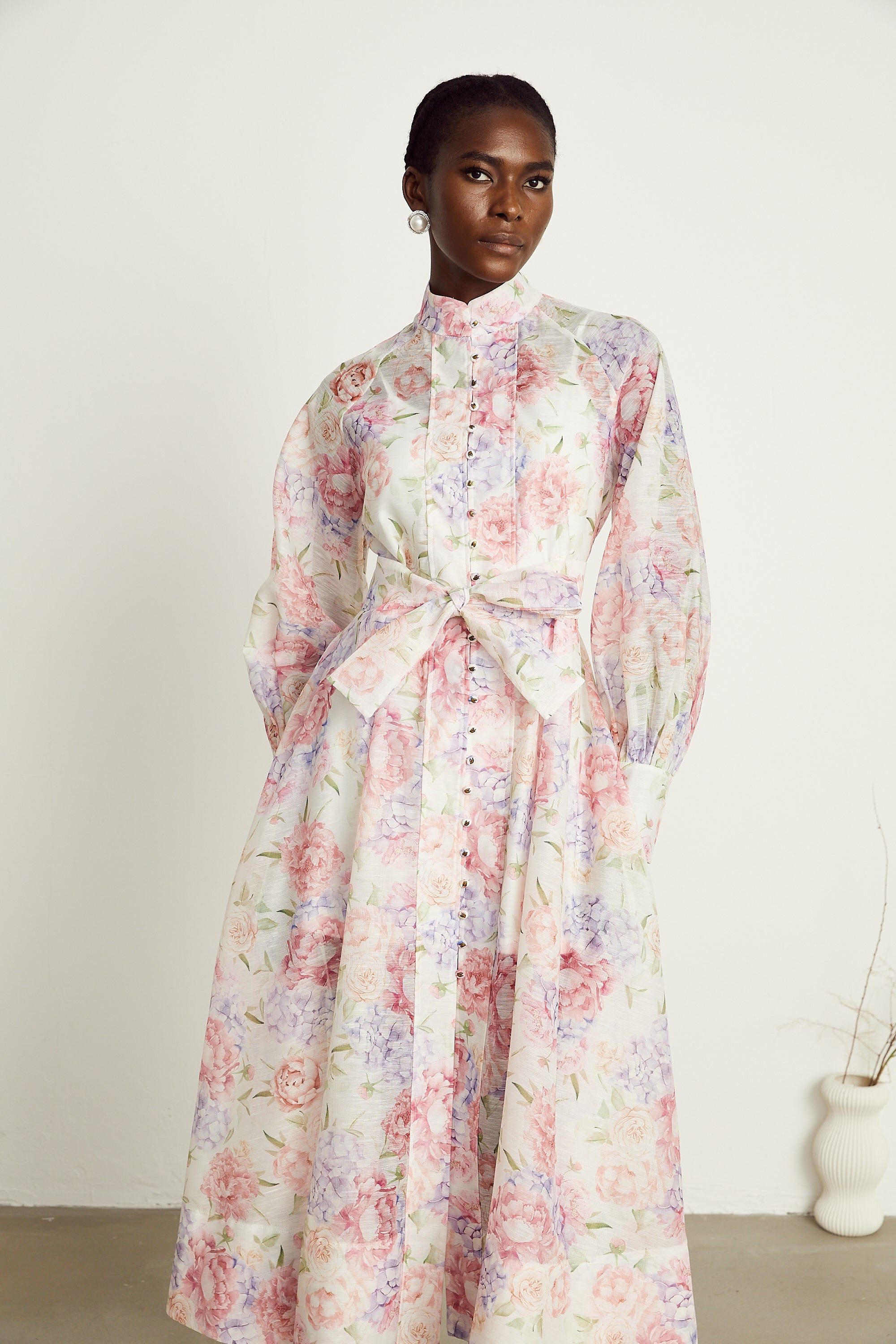 Éliane floral-print flared midi dress