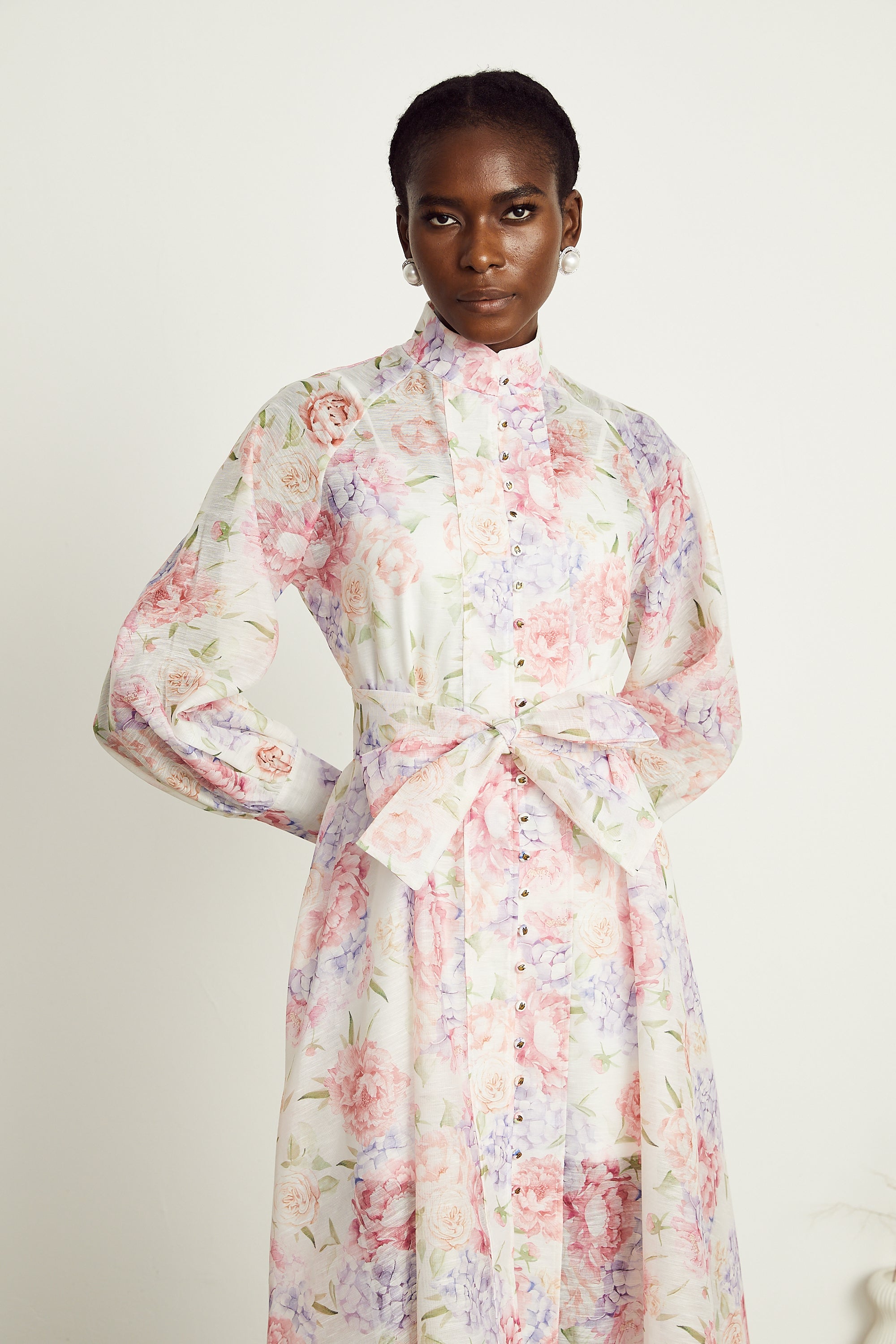 Éliane floral-print flared midi dress