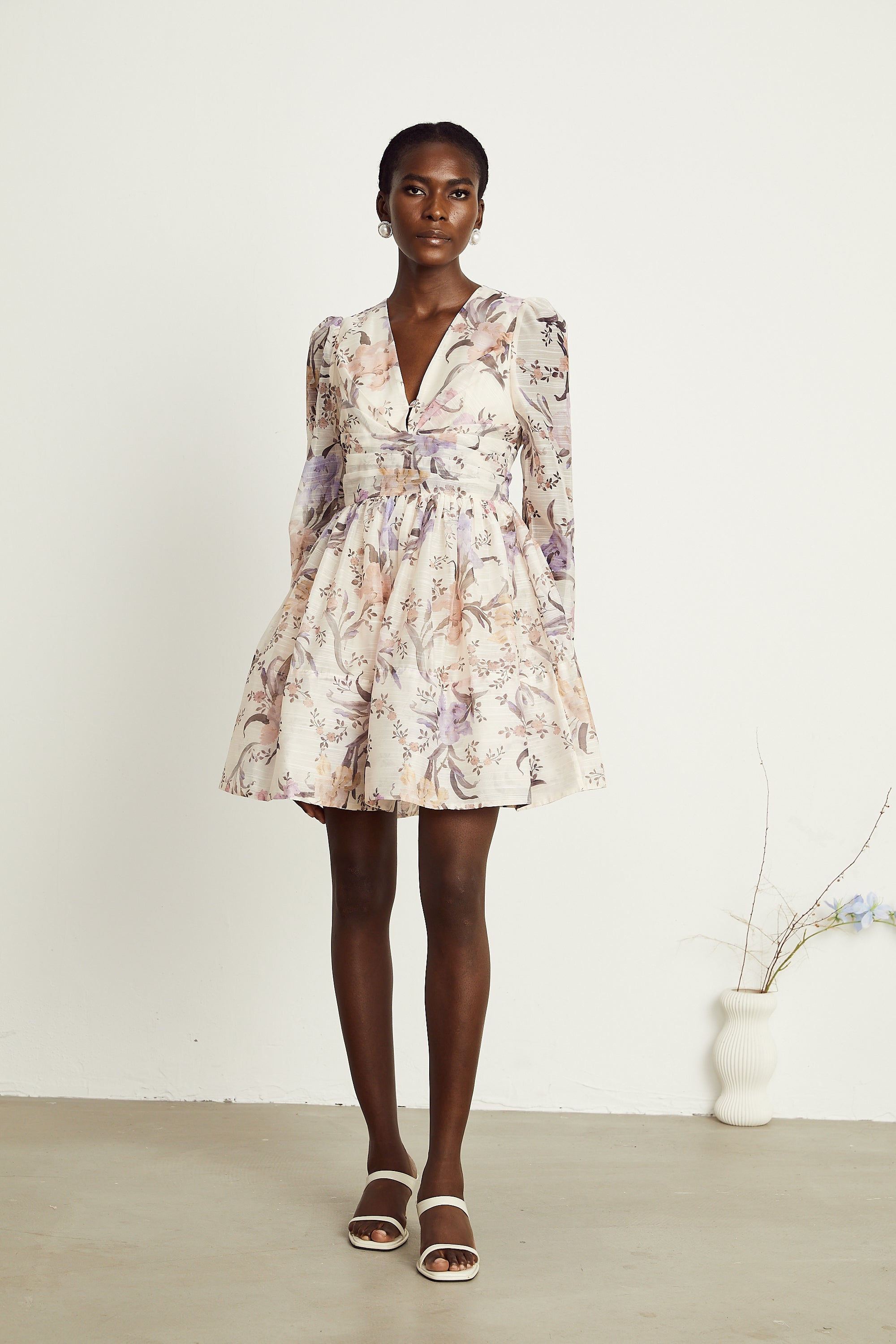 Noémie floral-print V-neck mini dress