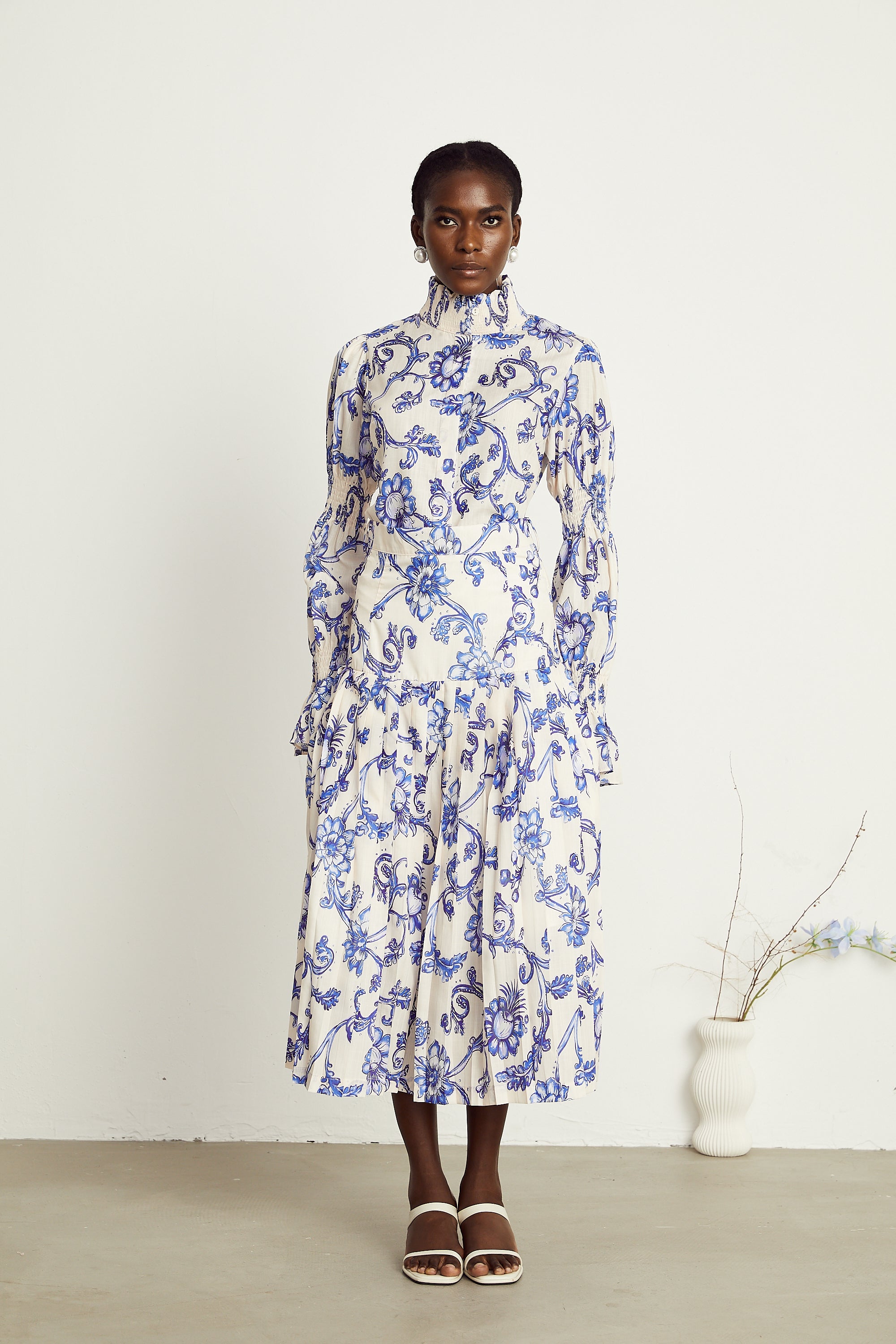 Ophélie floral-print pleated midi dress