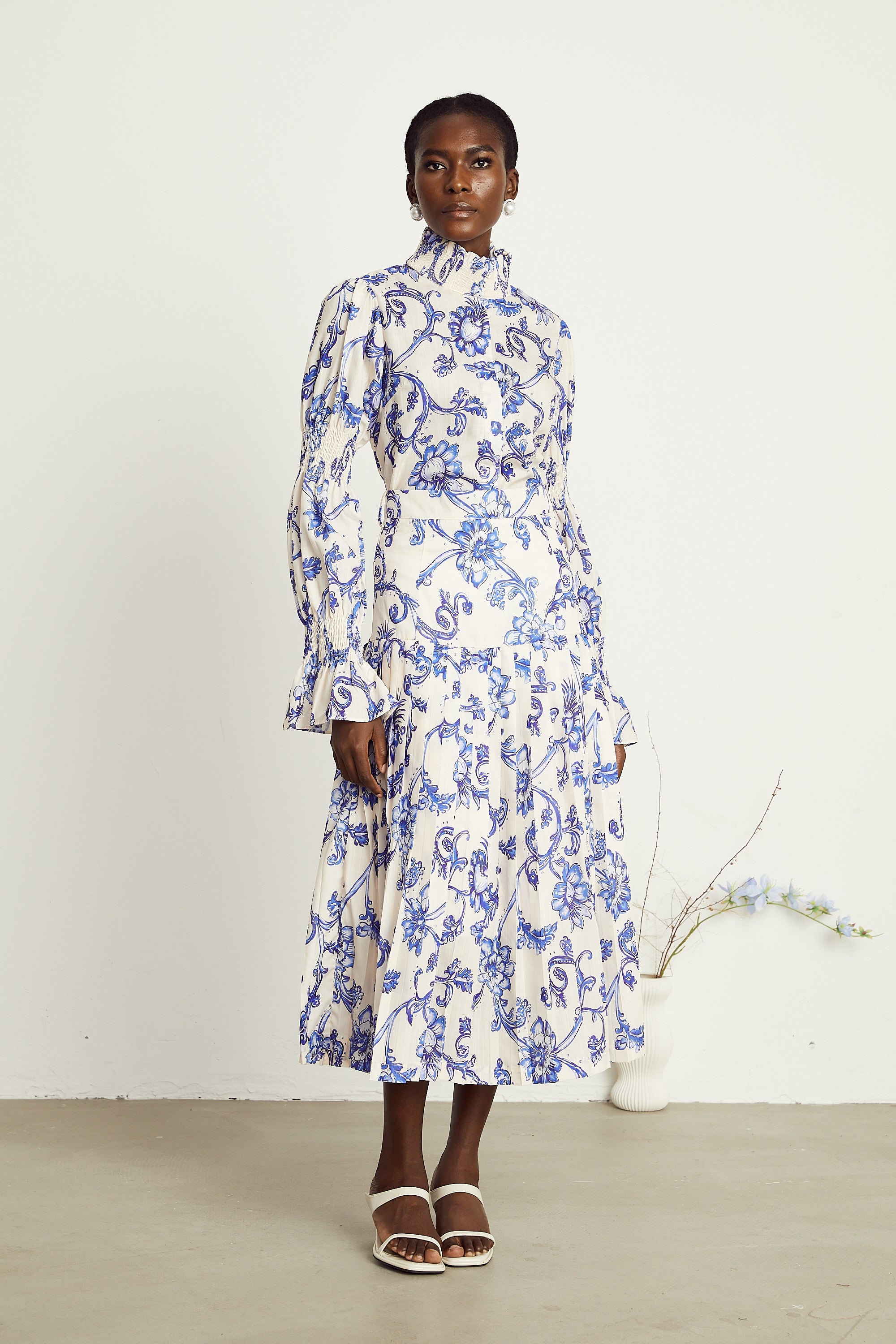 Ophélie floral-print pleated midi dress