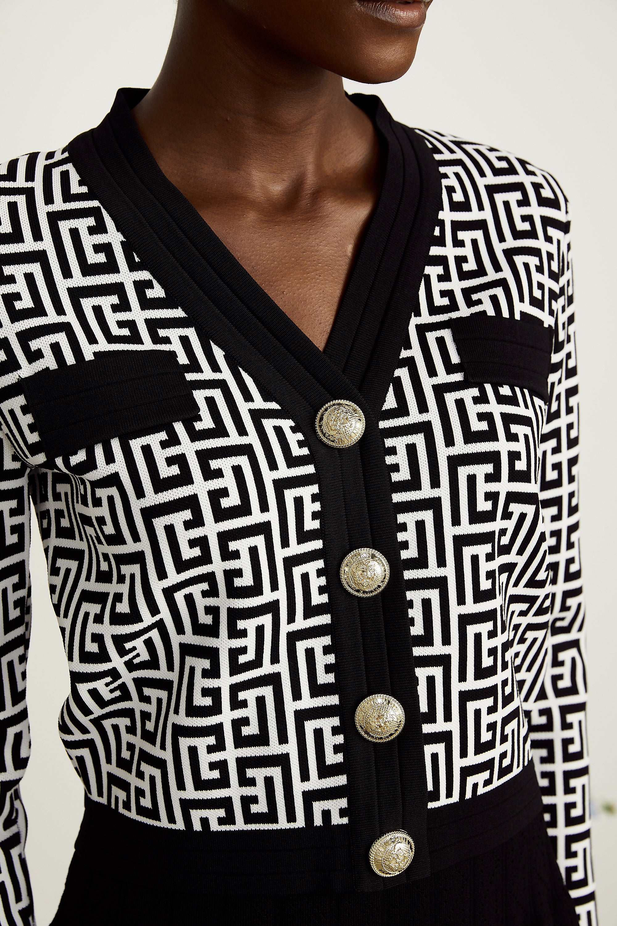 Céleste monogram-print knitted cardigan