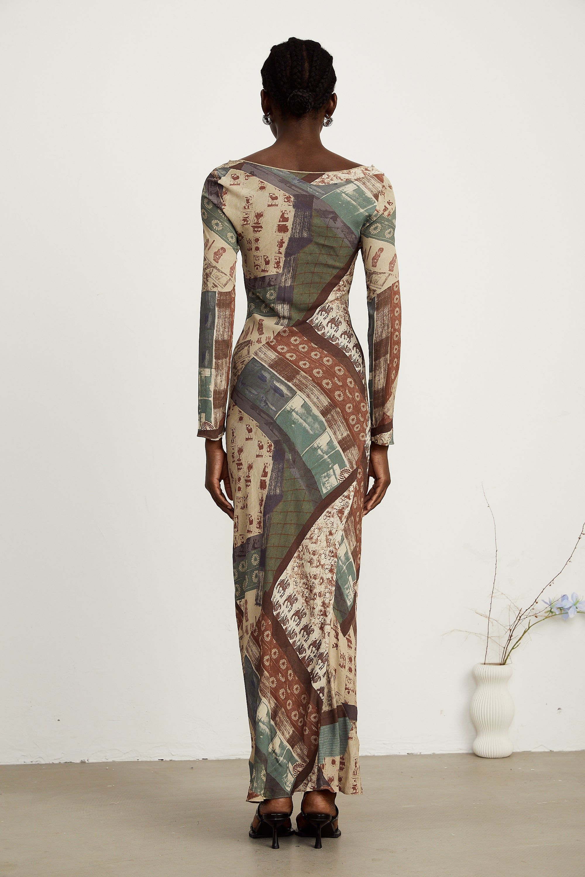 Hedwige brown-tone graffiti-print maxi dress