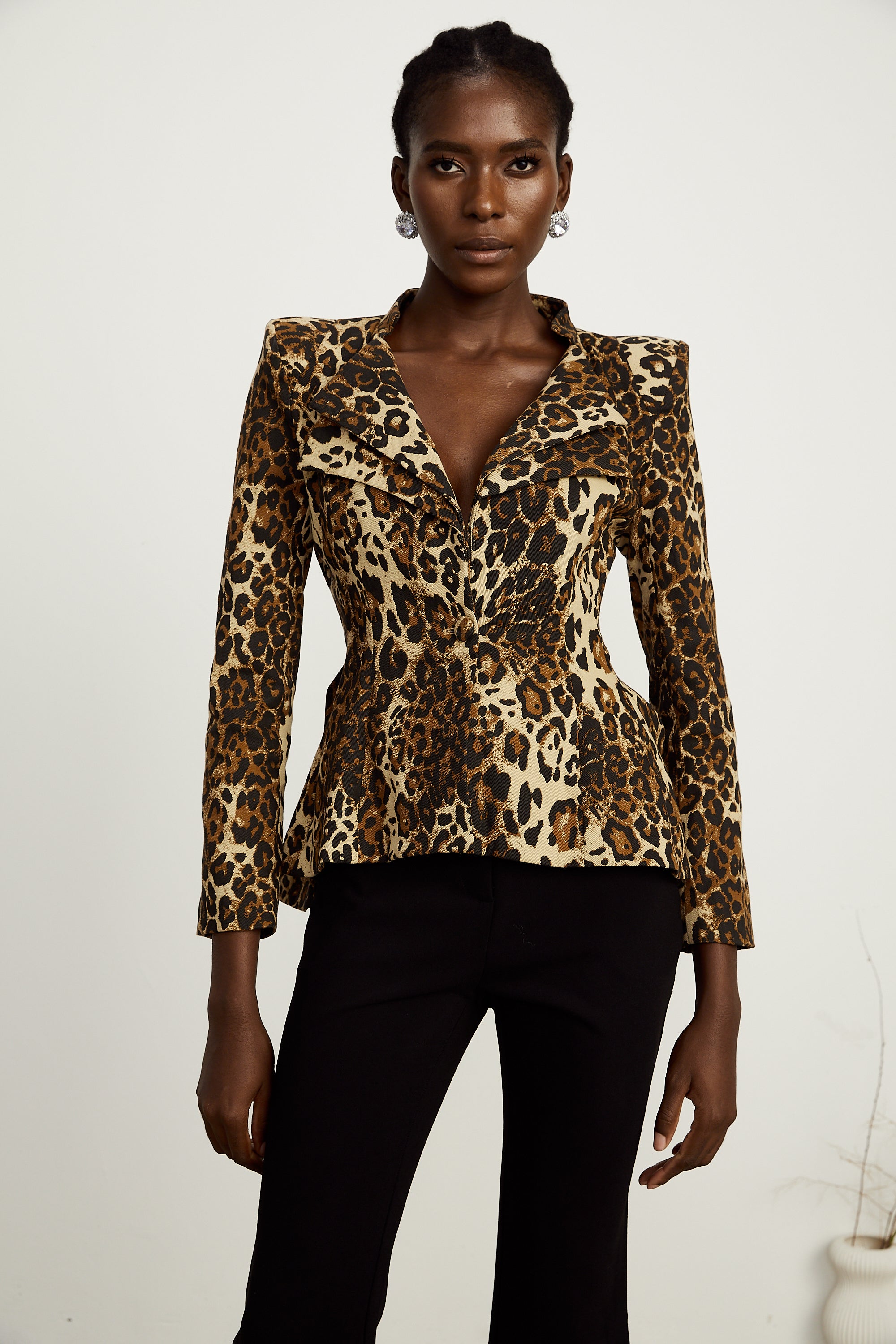 Colette leopard-print double-collar jacket