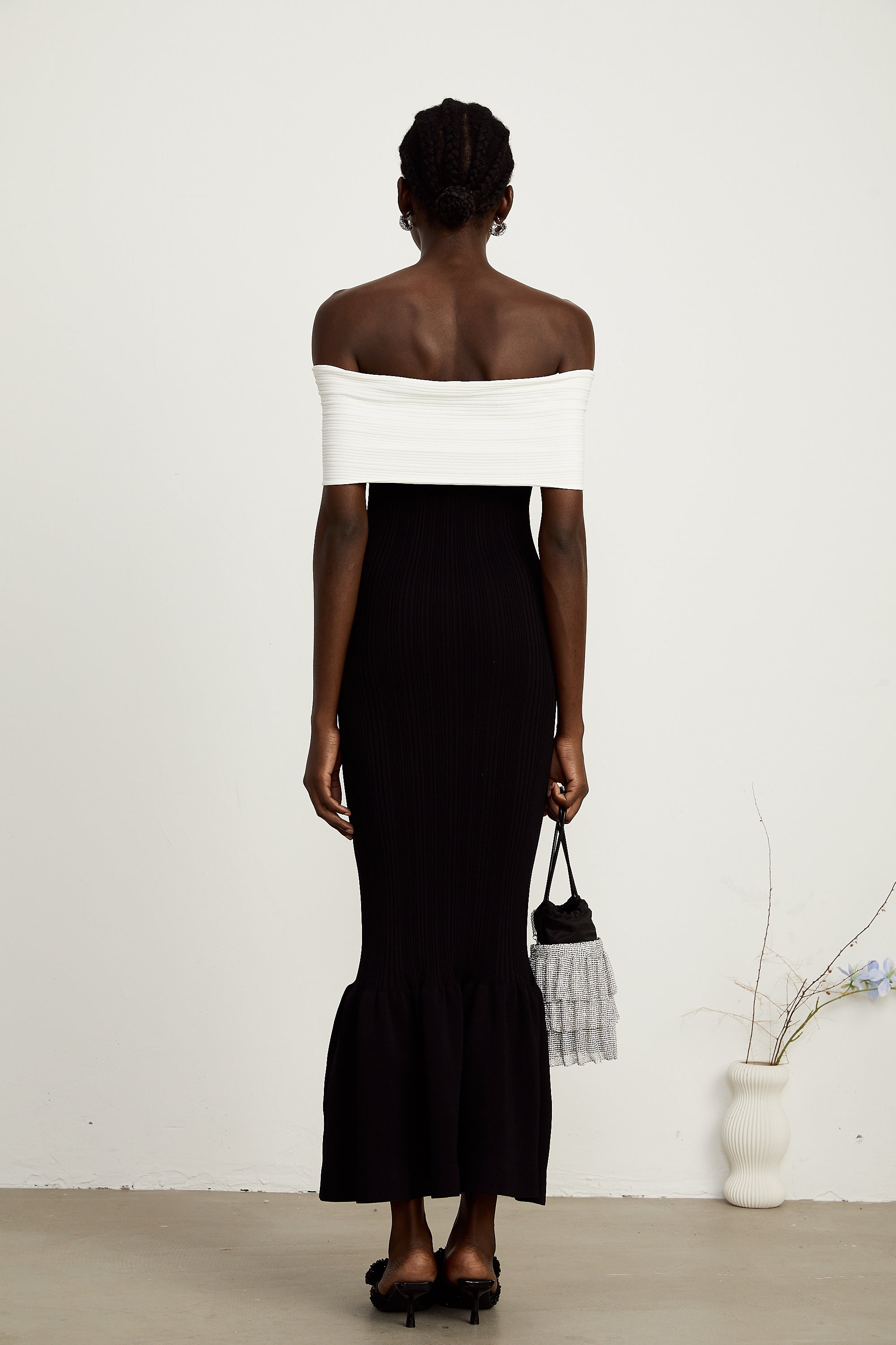 Éliane bow-detail ribbed midi dress