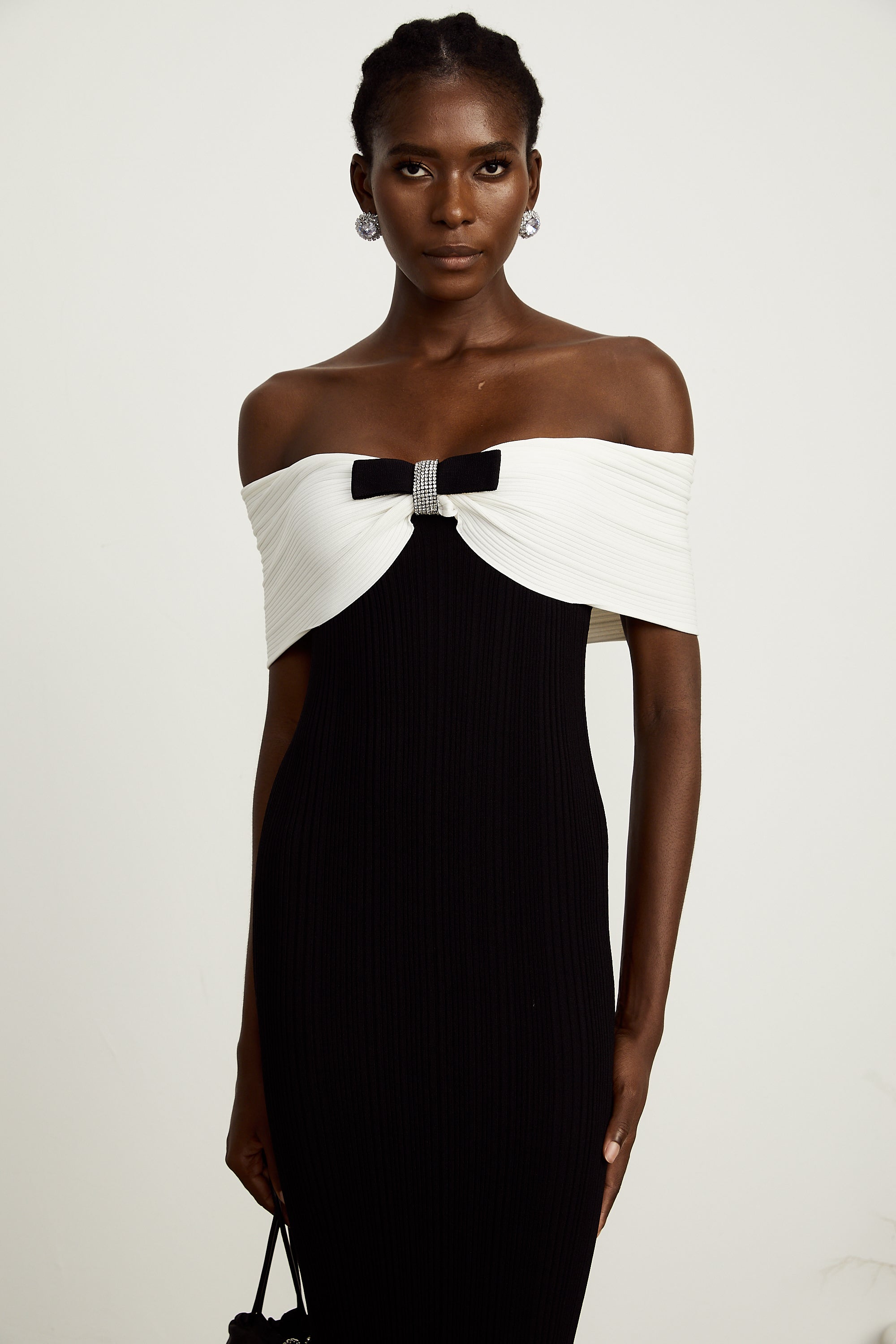 Éliane bow-detail ribbed midi dress