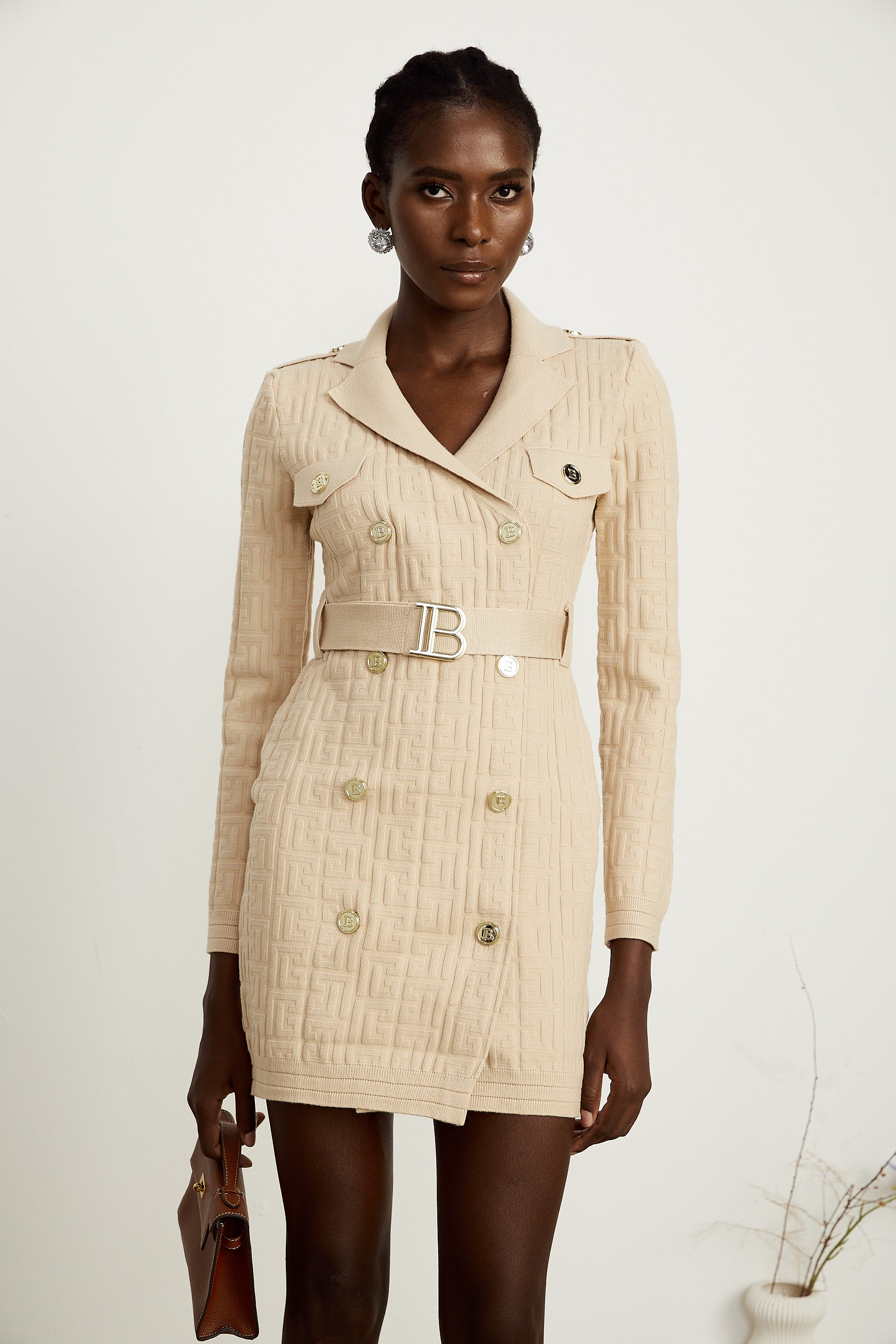 Clémence monogram-jacquard knitted dress