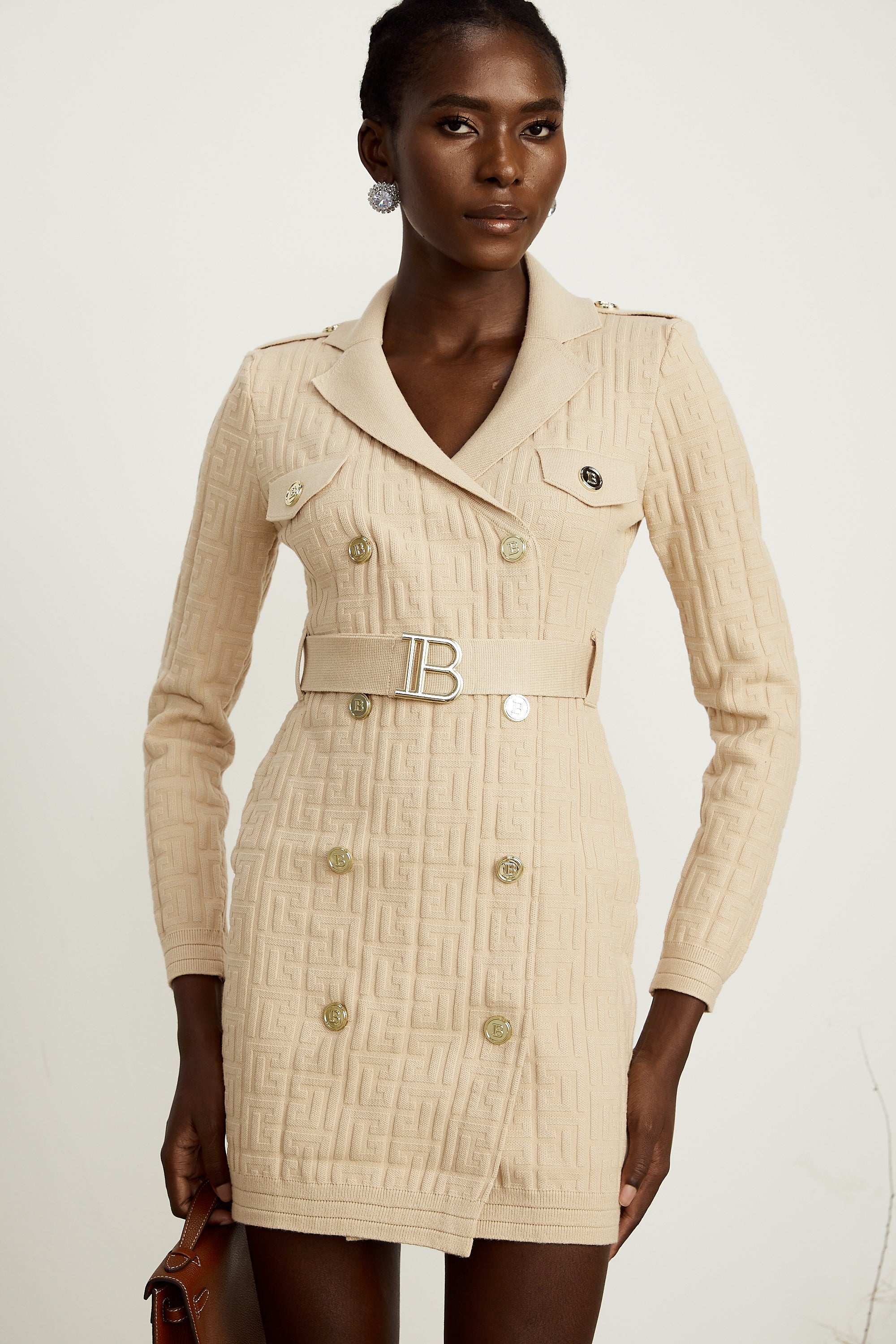 Clémence monogram-jacquard knitted dress