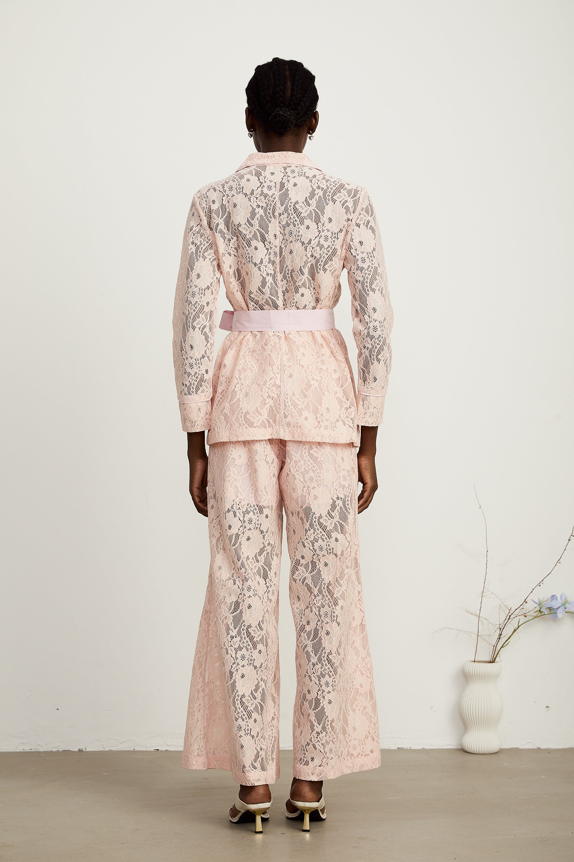 Chloé corded-lace blazer & trousers matching set in Pink