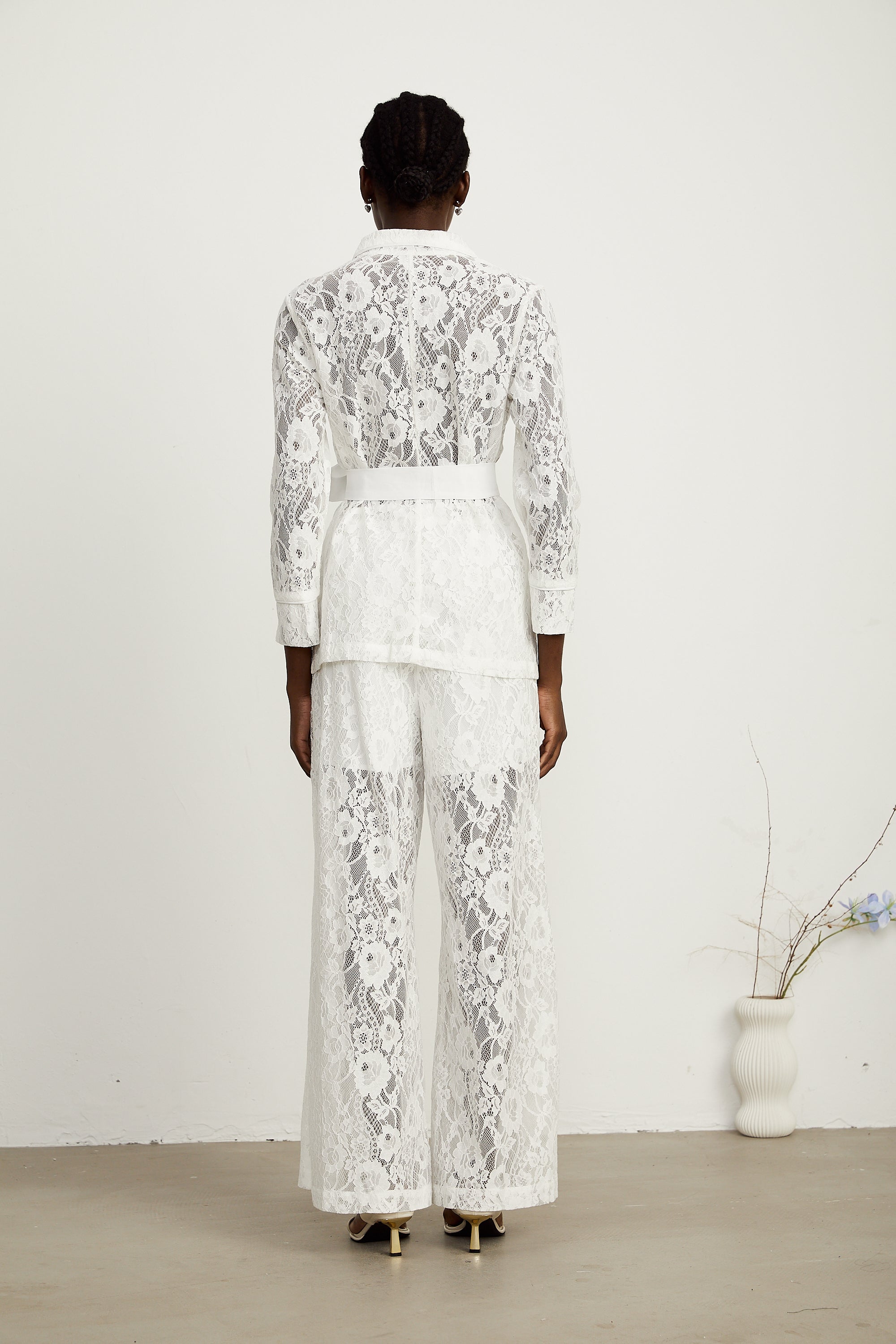 Chloé corded-lace blazer & trousers matching set in White