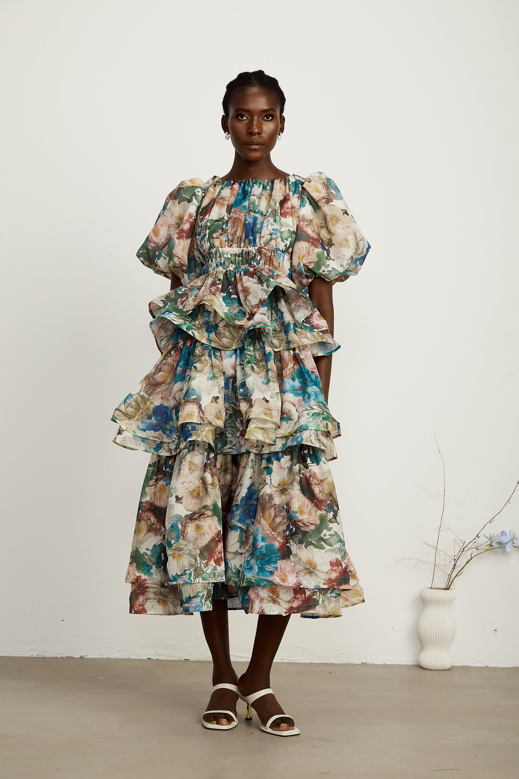 Marianne floral-print tiered midi dress