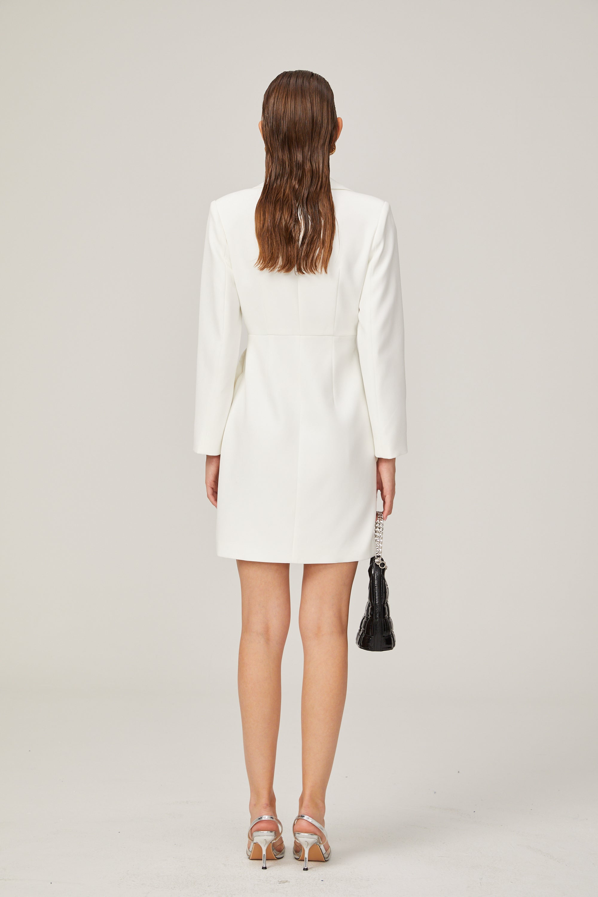 Axelle white flower-appliqué blazer dress