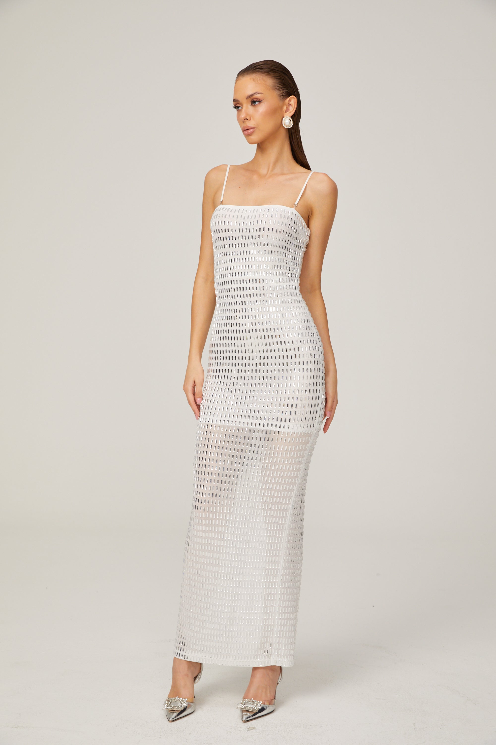 Amelina crystal-embellished sleeveless midi dress