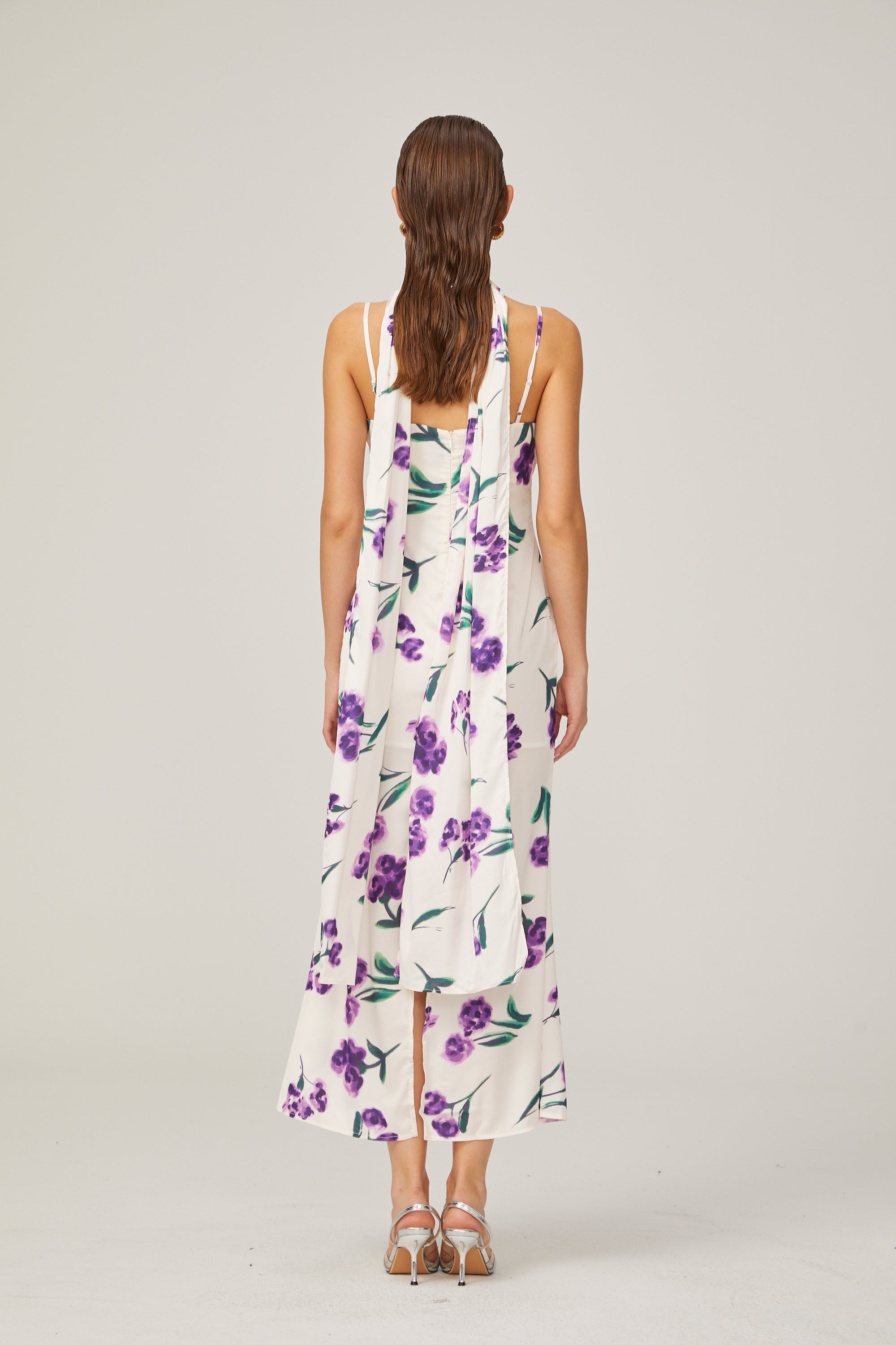 Gitta floral scarf-design midi dress