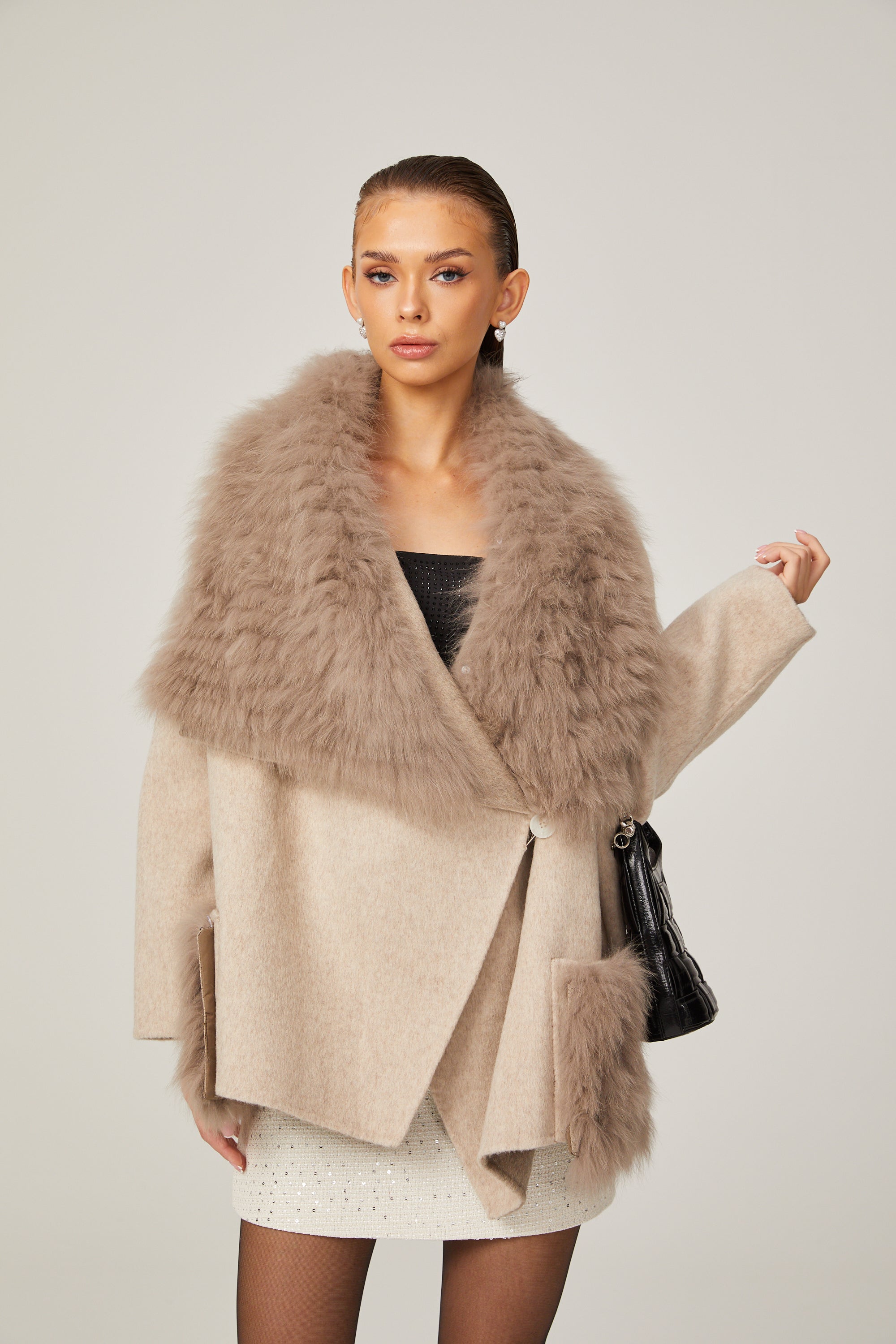 Arantxa wool fur oversized jacket