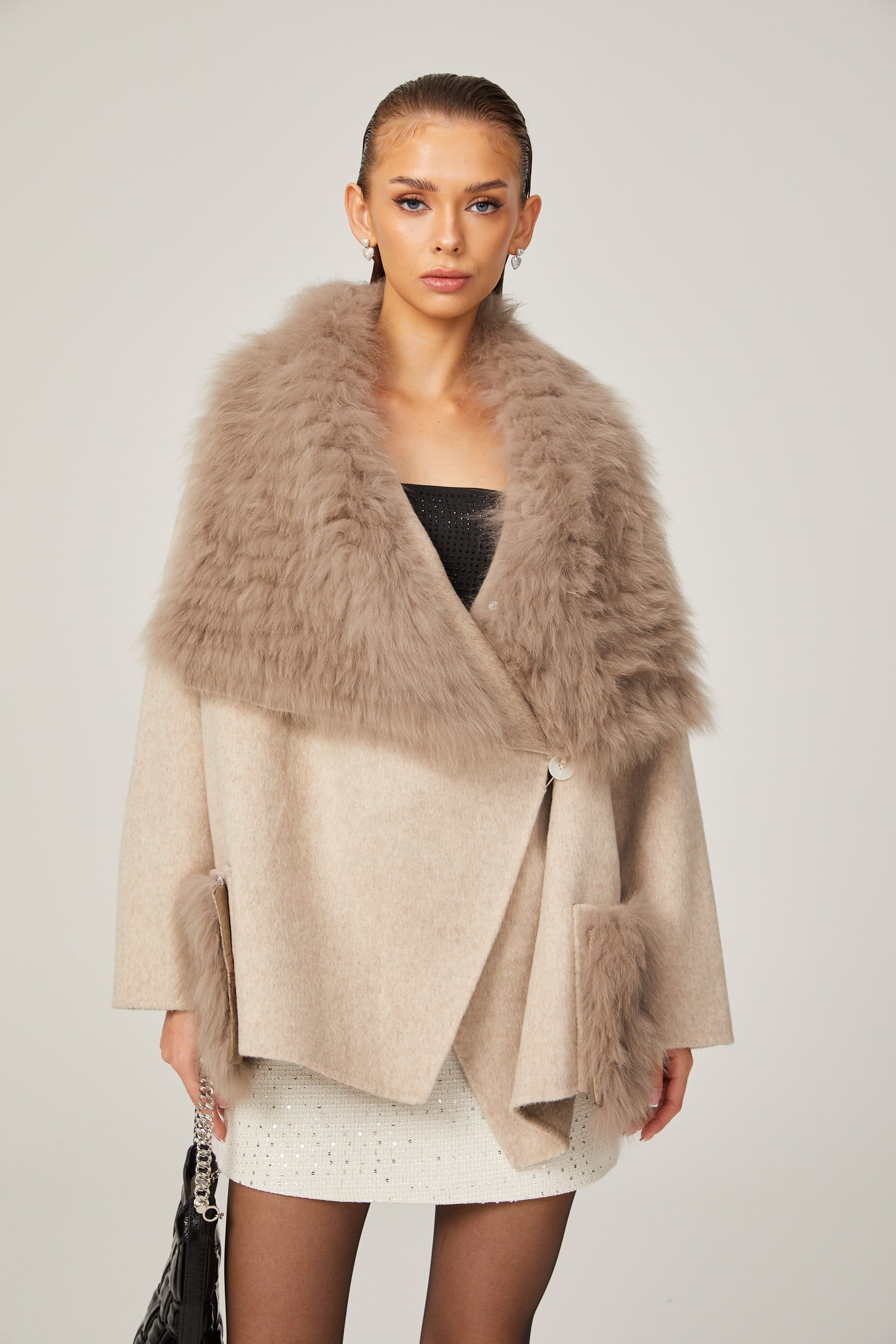 Arantxa wool fur oversized jacket