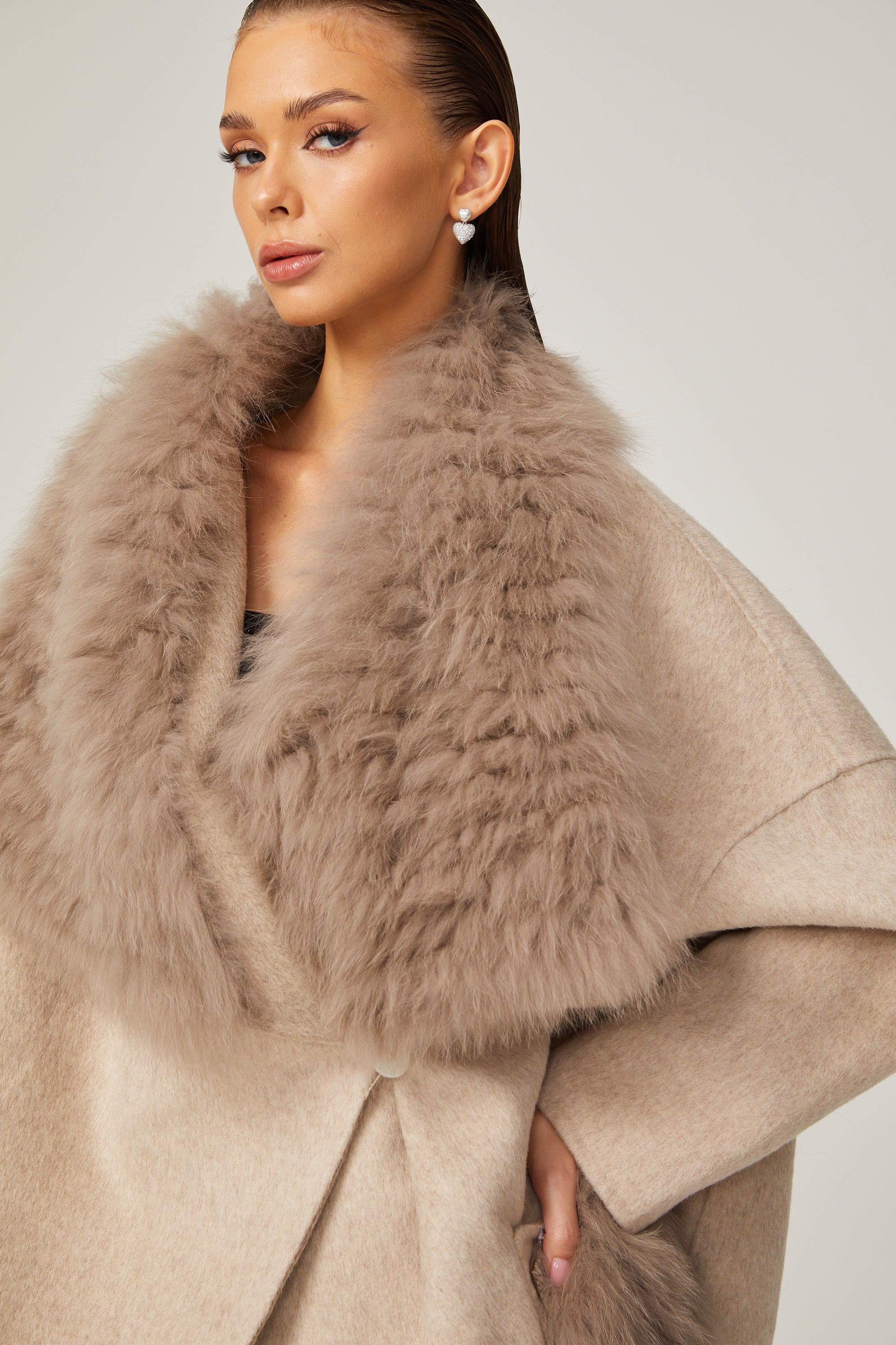 Arantxa wool fur oversized jacket