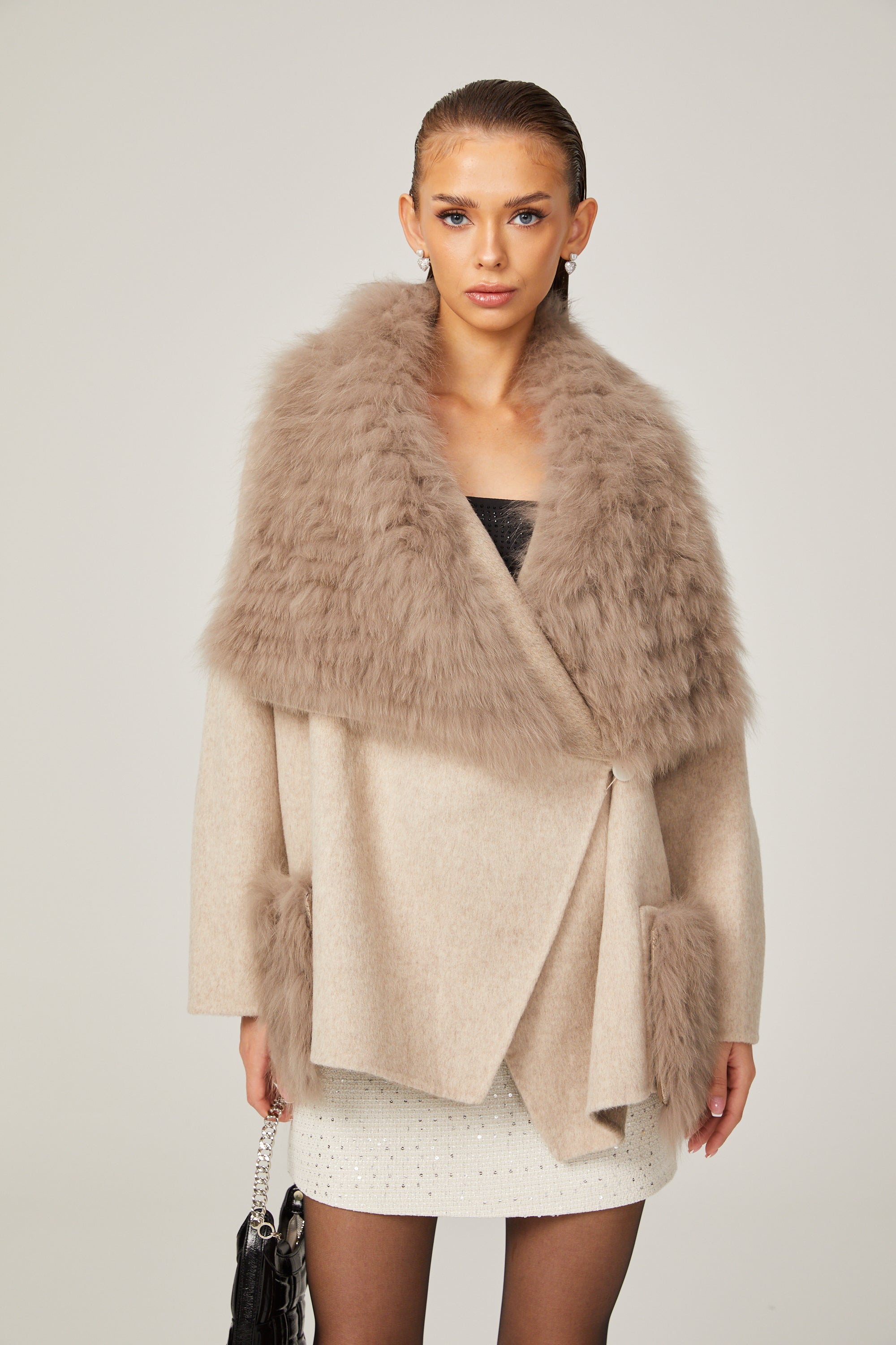 Arantxa wool fur oversized jacket