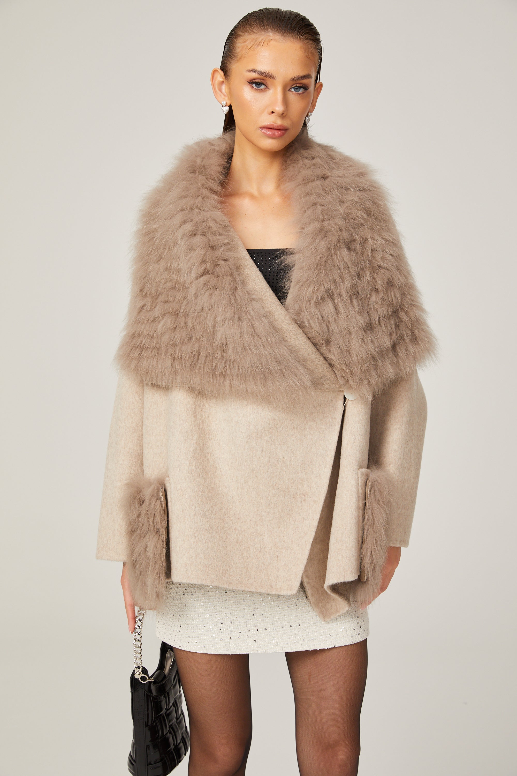 Arantxa wool fur oversized jacket