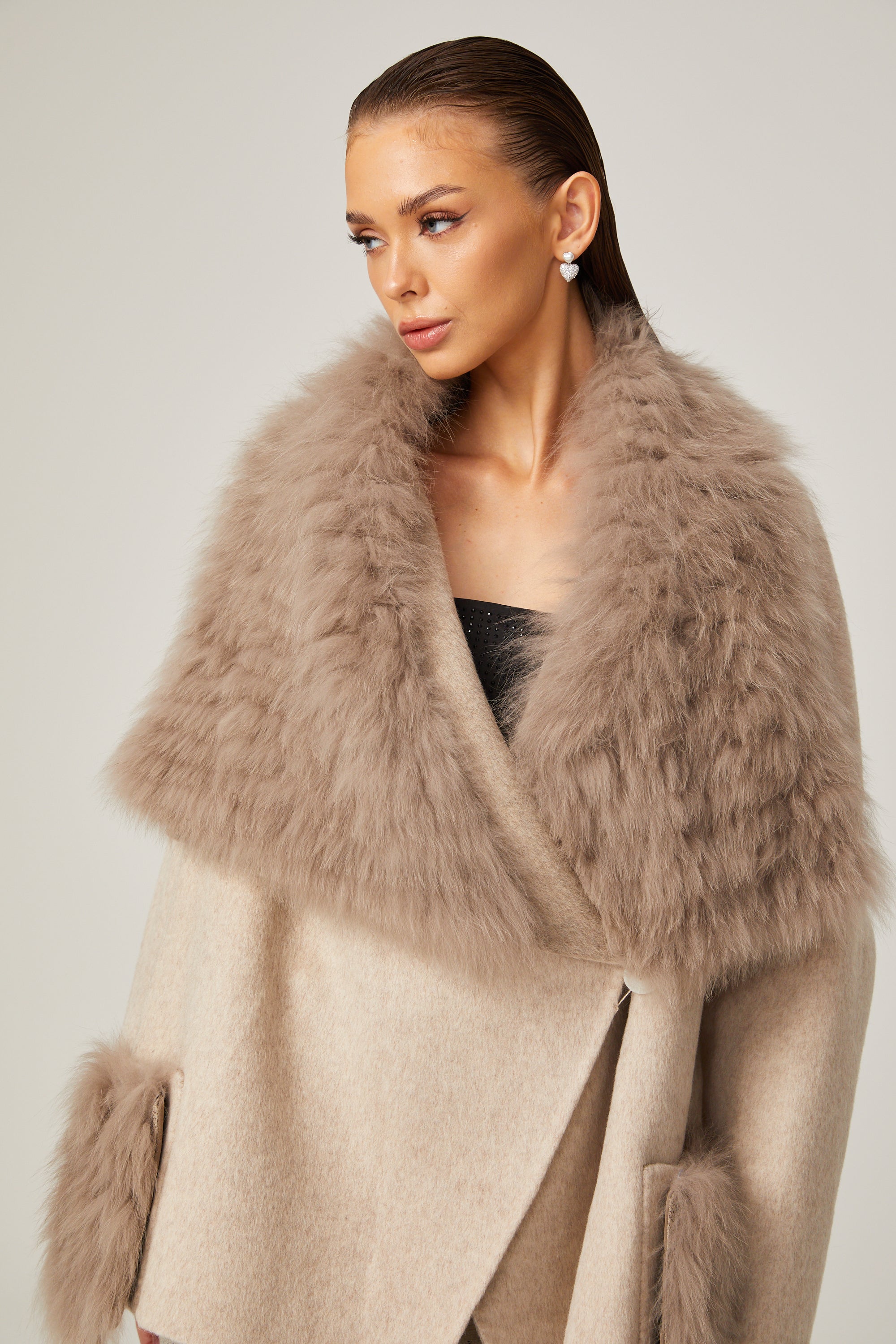 Arantxa wool fur oversized jacket