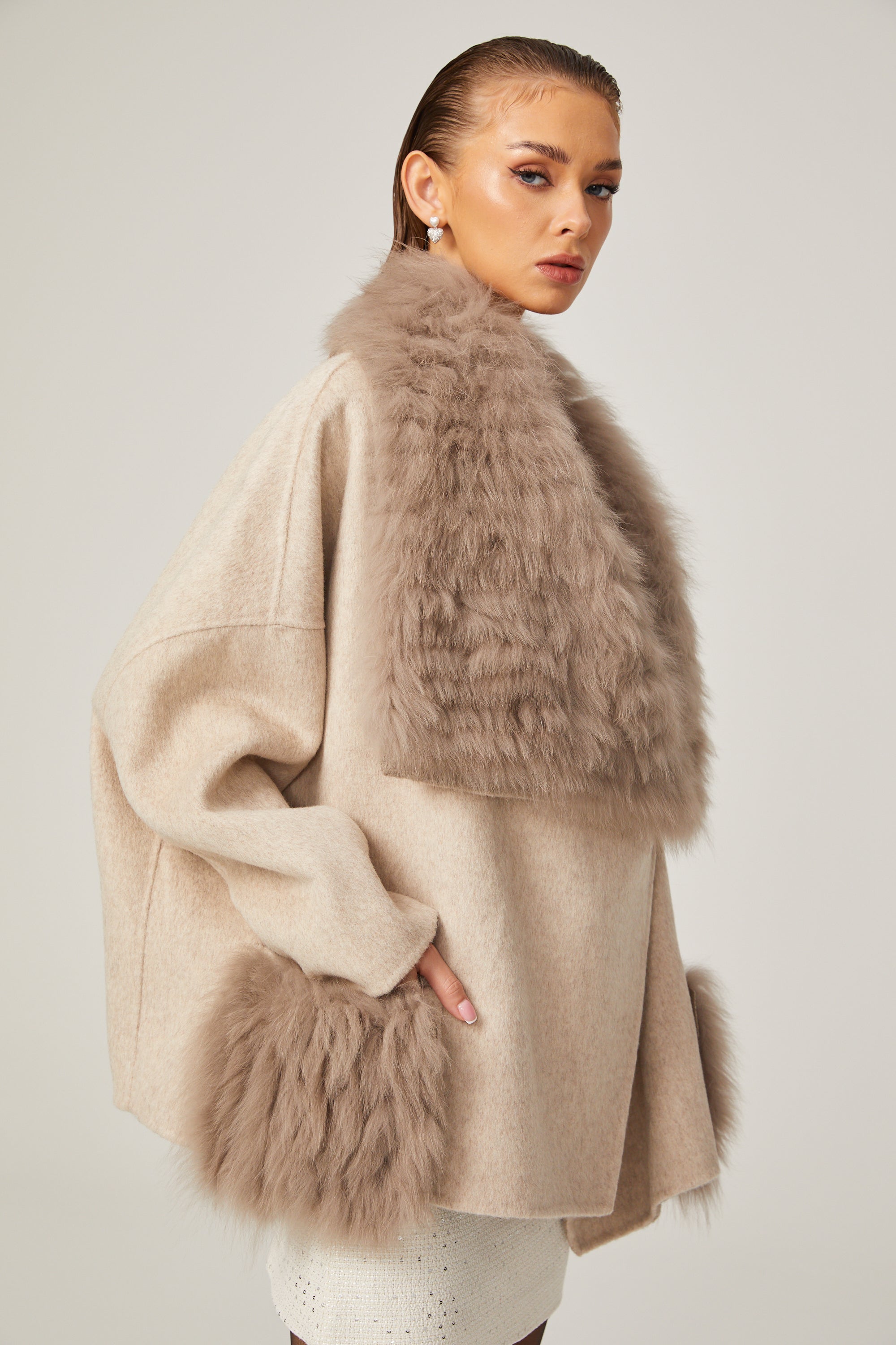 Arantxa wool fur oversized jacket