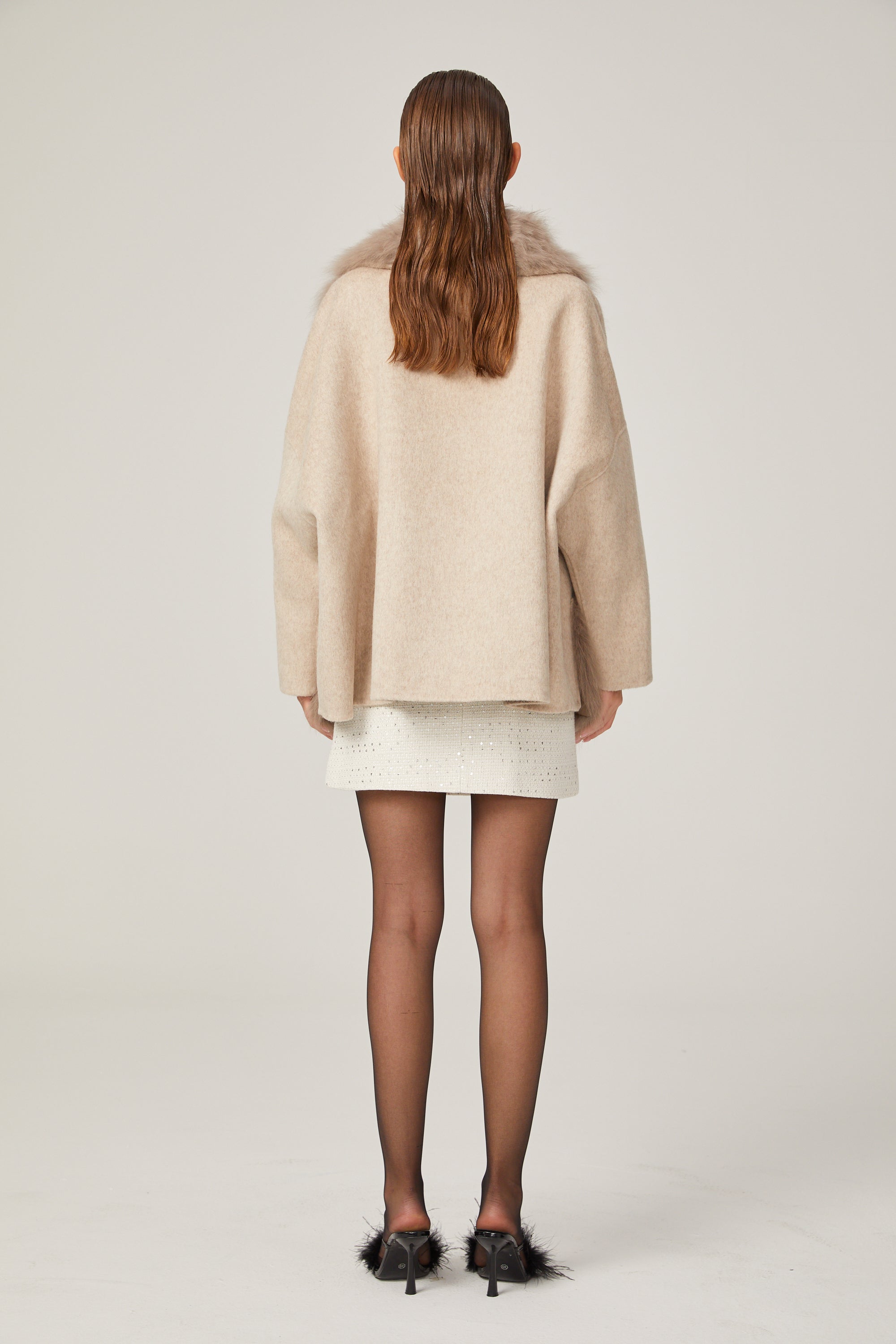 Arantxa wool fur oversized jacket