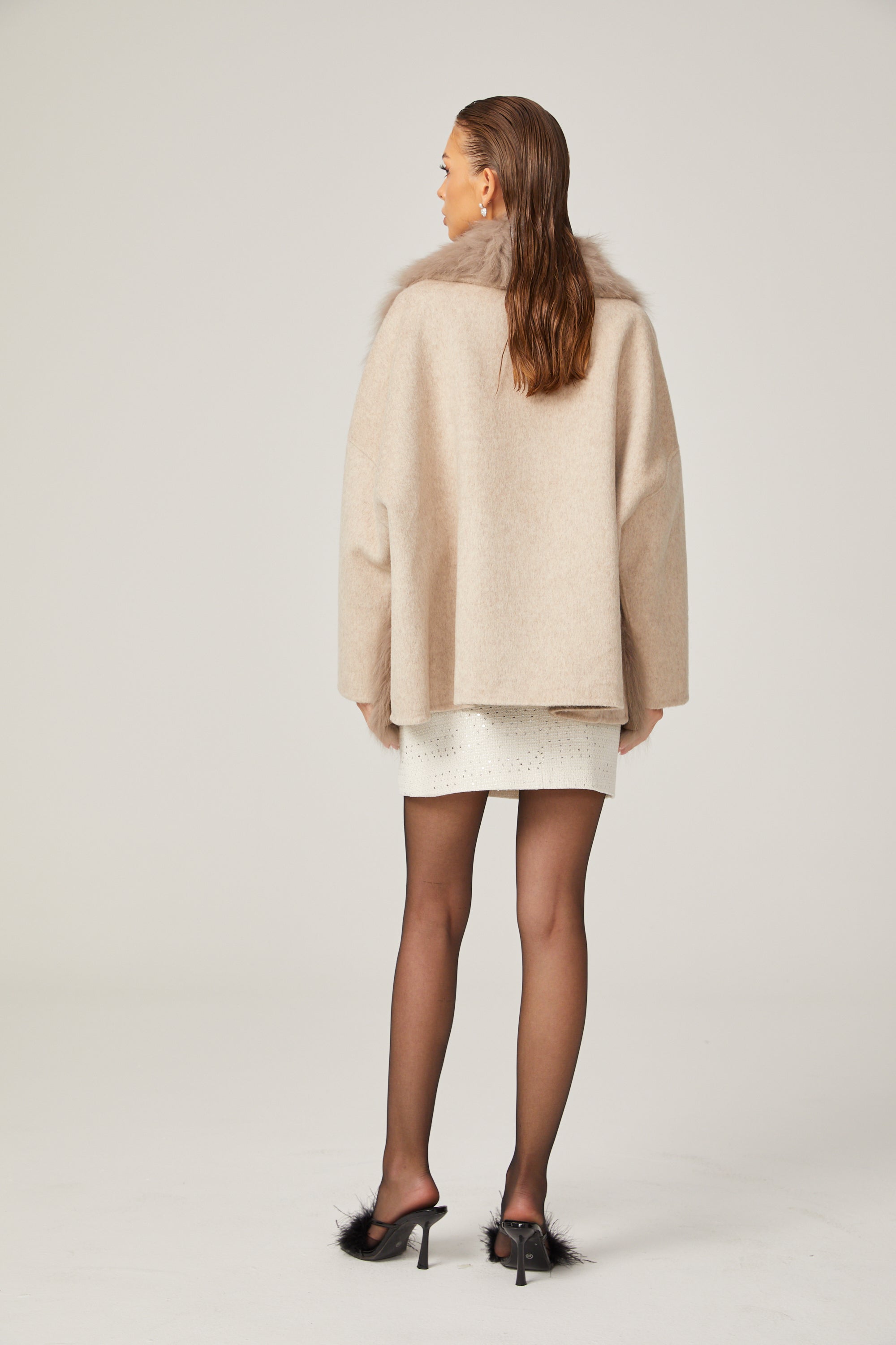 Arantxa wool fur oversized jacket