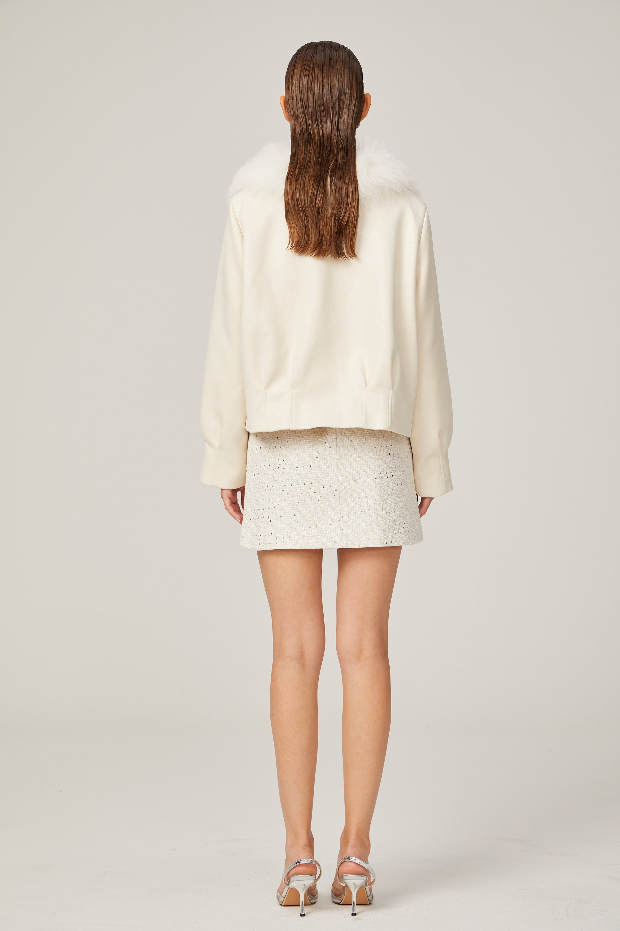 Évangéline white suede fur jacket