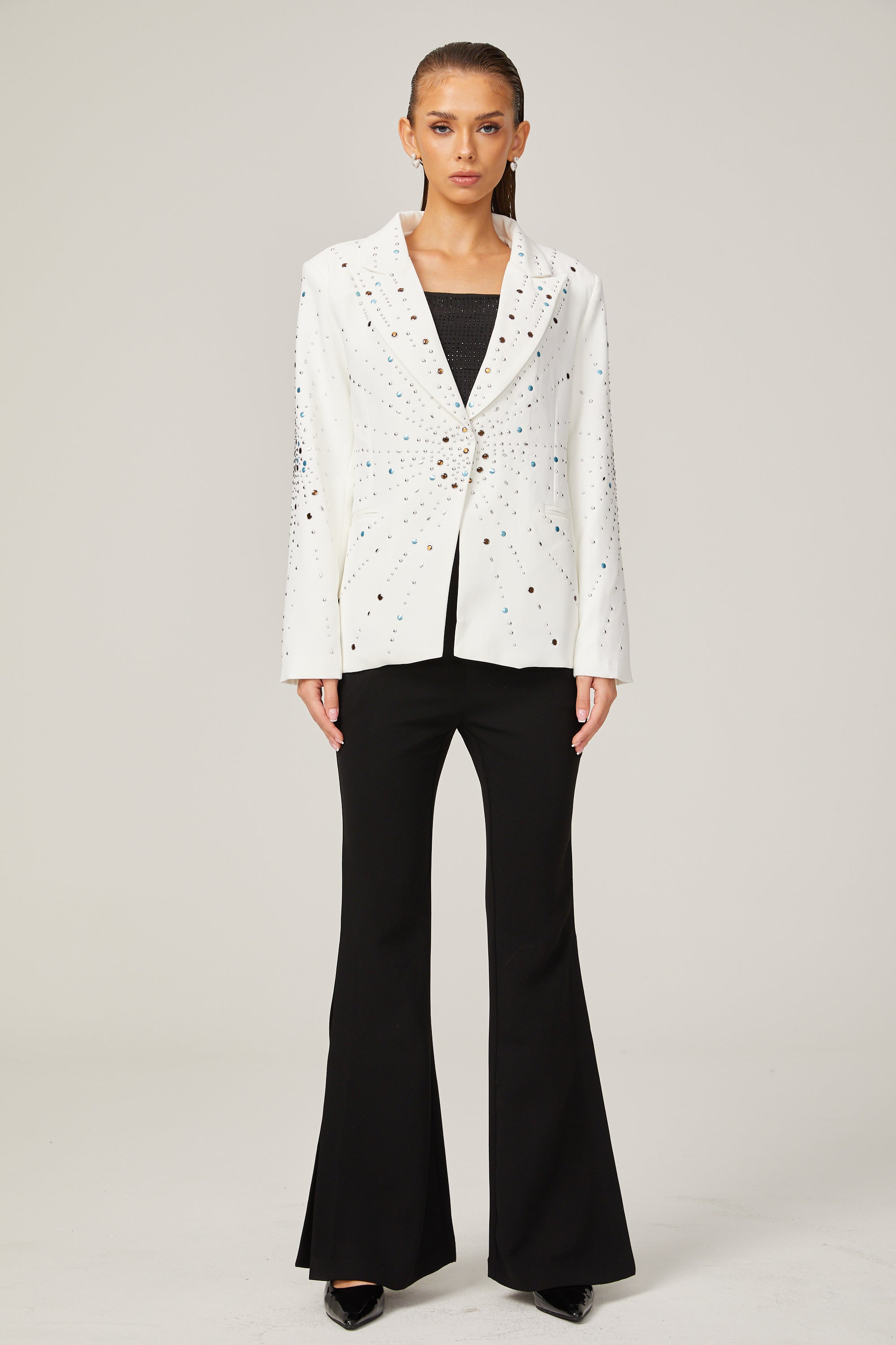 Jocelyne white rhinestone-embellished blazer