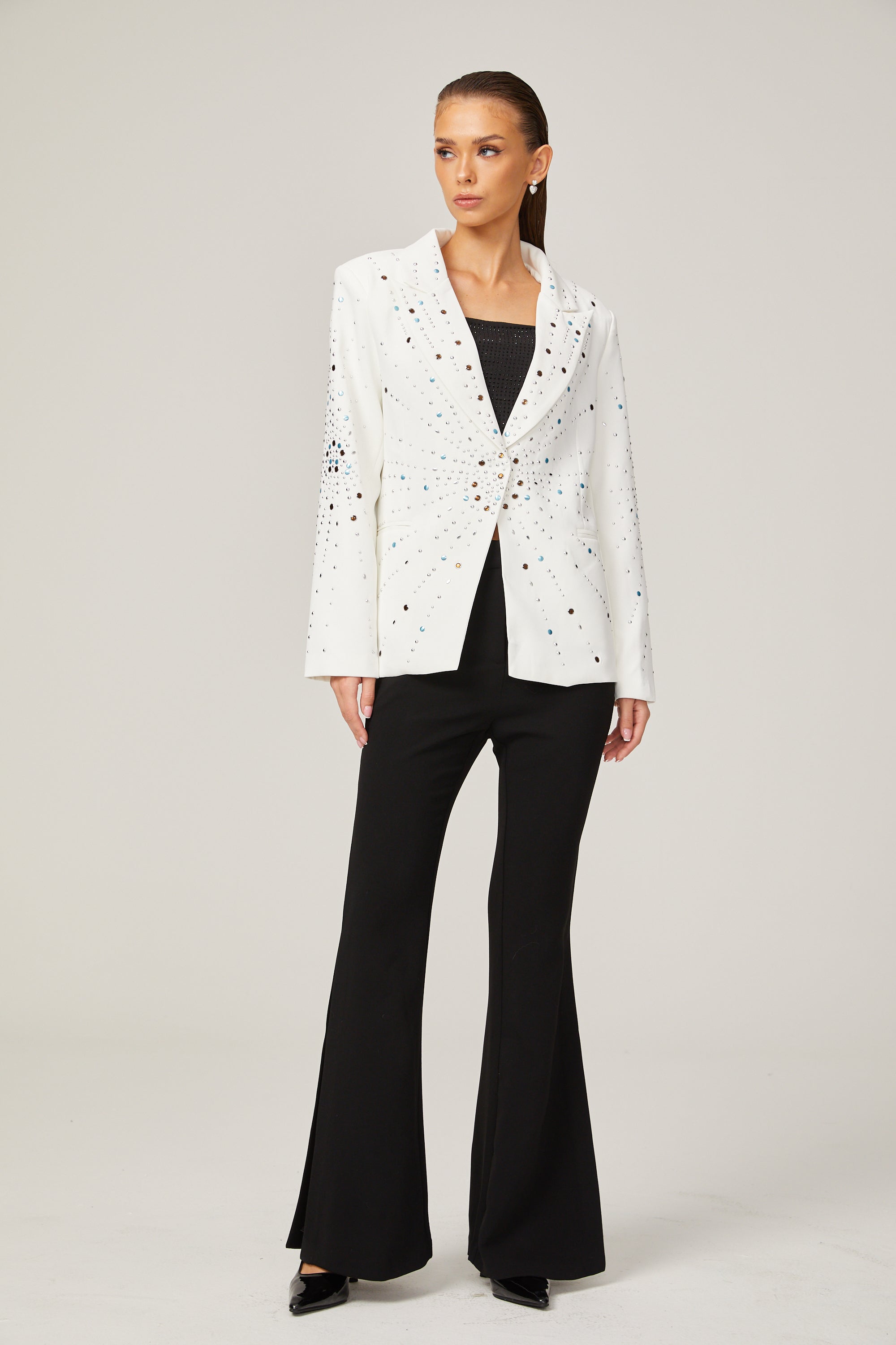 Jocelyne white rhinestone-embellished blazer